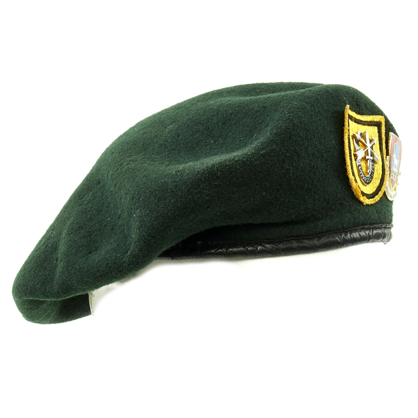 Original U.S. Cold War Era 1st Special Forces Group Green Beret with Unit Badges - dated 1952