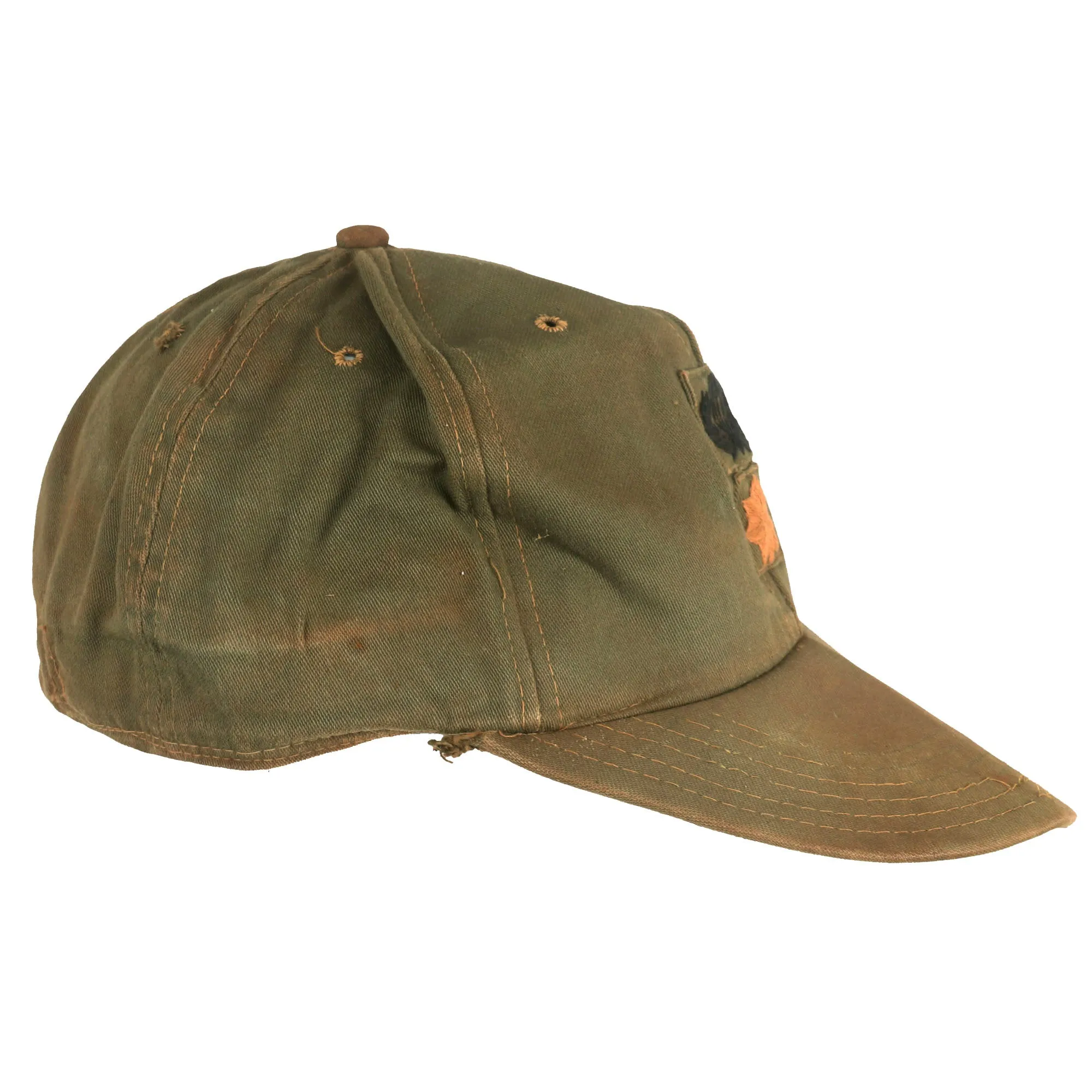 Original U.S. Vietnam War Era Major Leonard Phillips OG-106 Cap with 19th Special Forces Group Airborne Green Beret