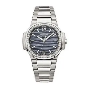 Patek Philippe Nautilus Blue Tinted Mother Of Pearl Dial Automatic Ladies Diamond Watch 7018/1A-010