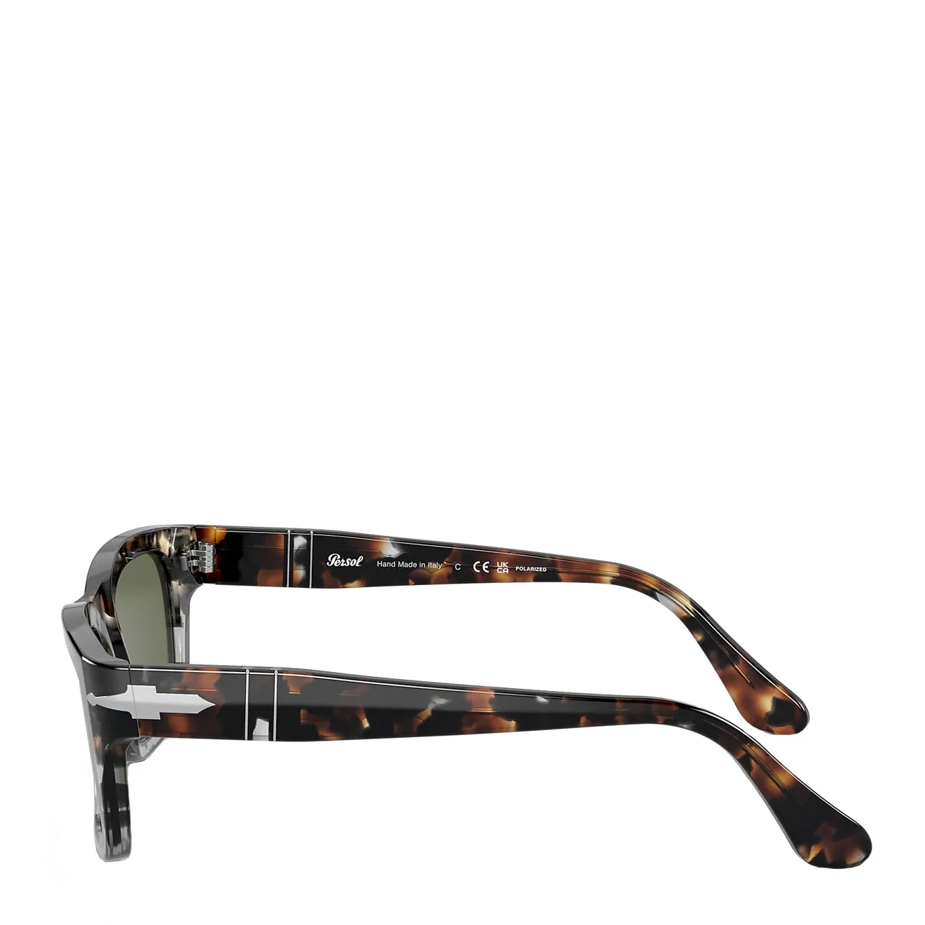 Persol PO3301S Sunglasses Brown Cut Grey Tortoise / Green Polarized Lens