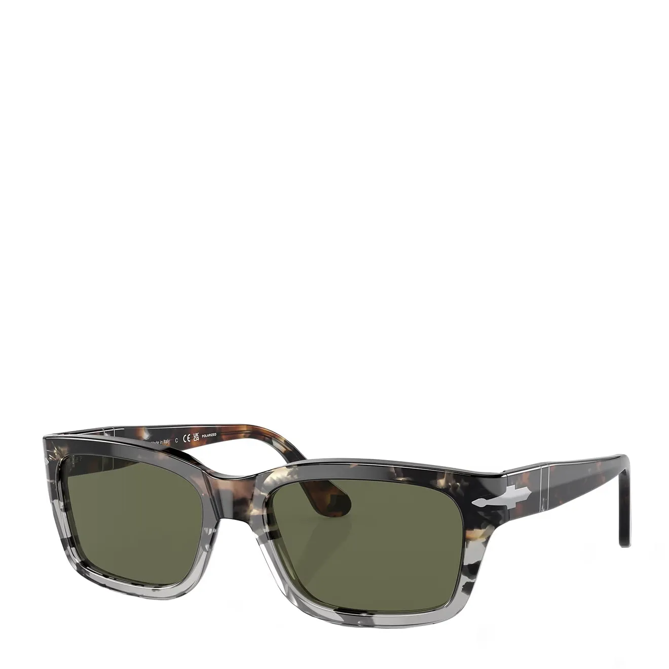 Persol PO3301S Sunglasses Brown Cut Grey Tortoise / Green Polarized Lens