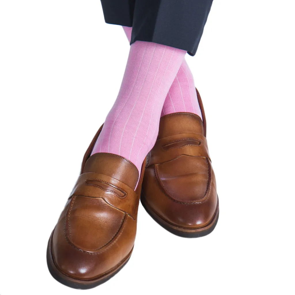 Pink Solid Ribbed Cotton Sock Linked Toe OTC
