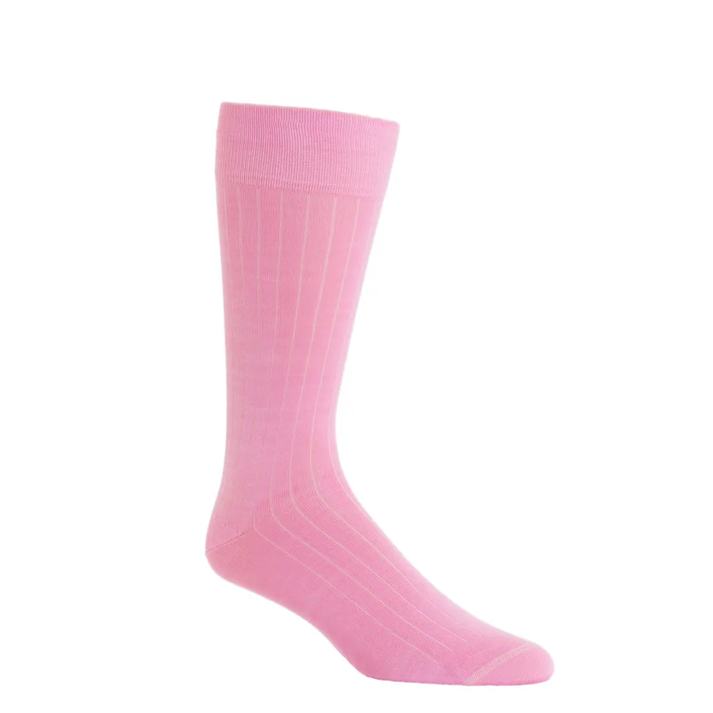 Pink Solid Ribbed Cotton Sock Linked Toe OTC