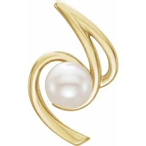 Platinum Cultured White Freshwater Pearl Pendant