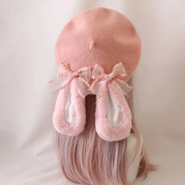Rabbit Ear Hat Bow Beret  AD21078