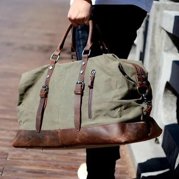 RECON GS2S Weekender waxed canvas/leather Large military style duffle bag