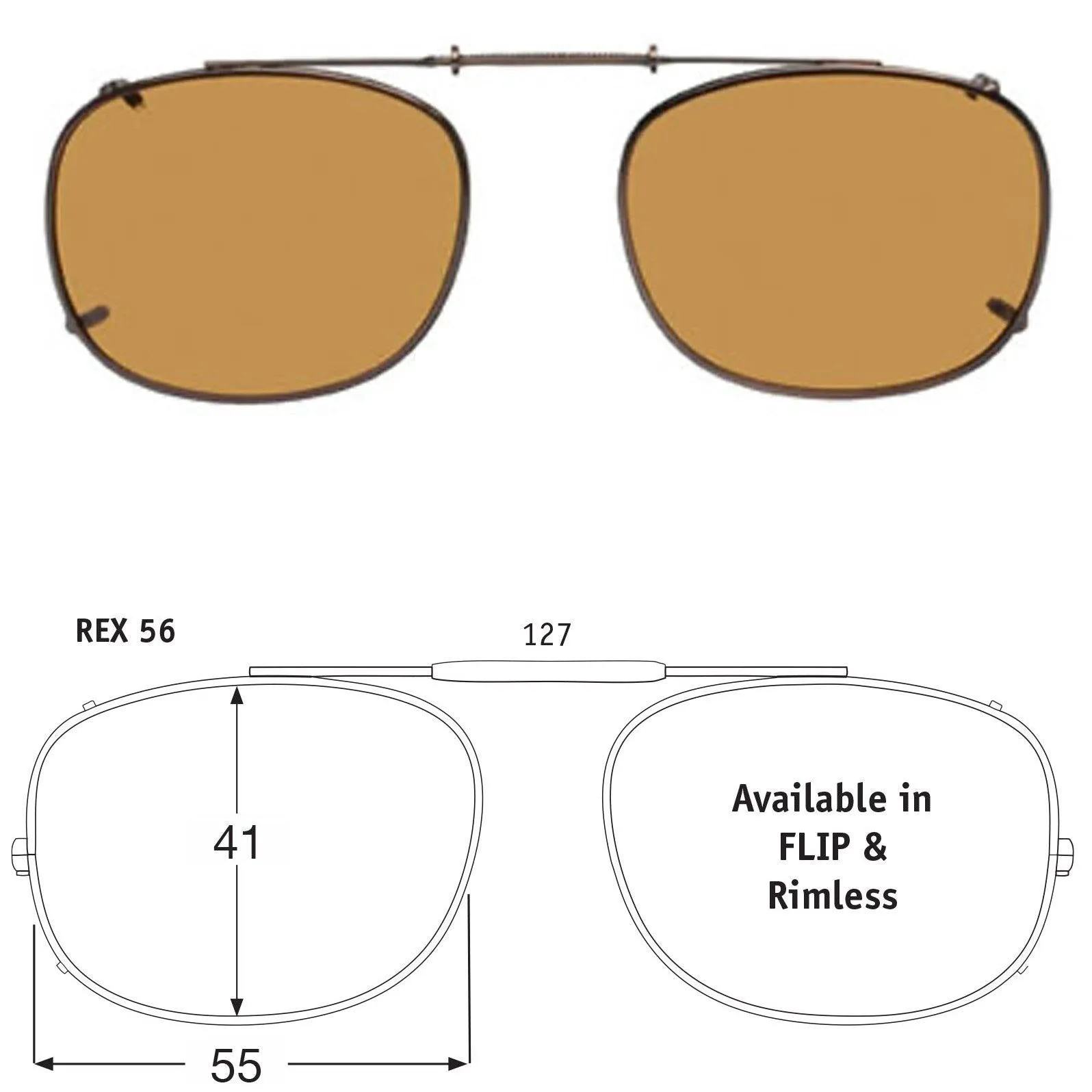 Rectangle Style, Polarized Clip-On Sunglasses