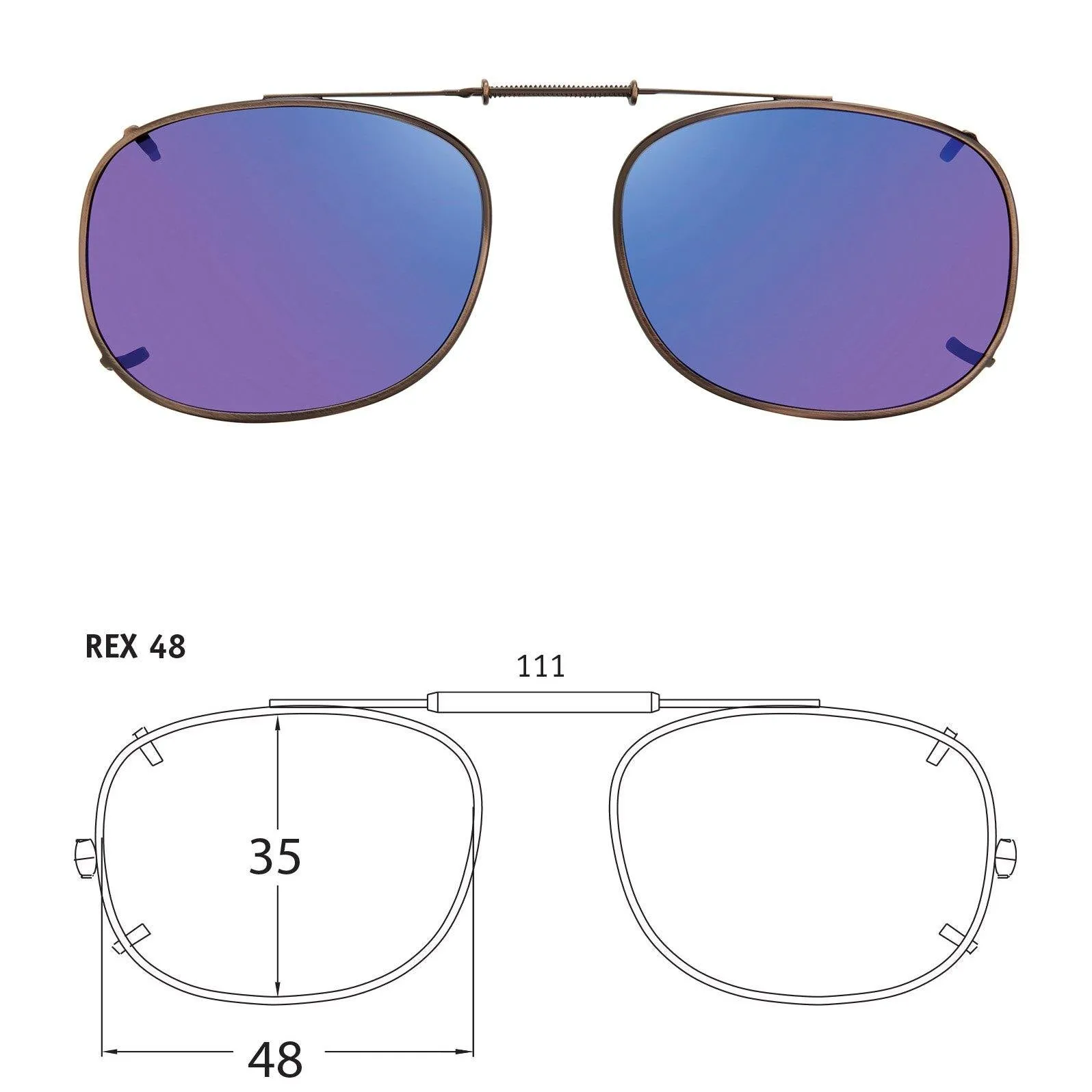 Rectangle Style, Polarized Clip-On Sunglasses