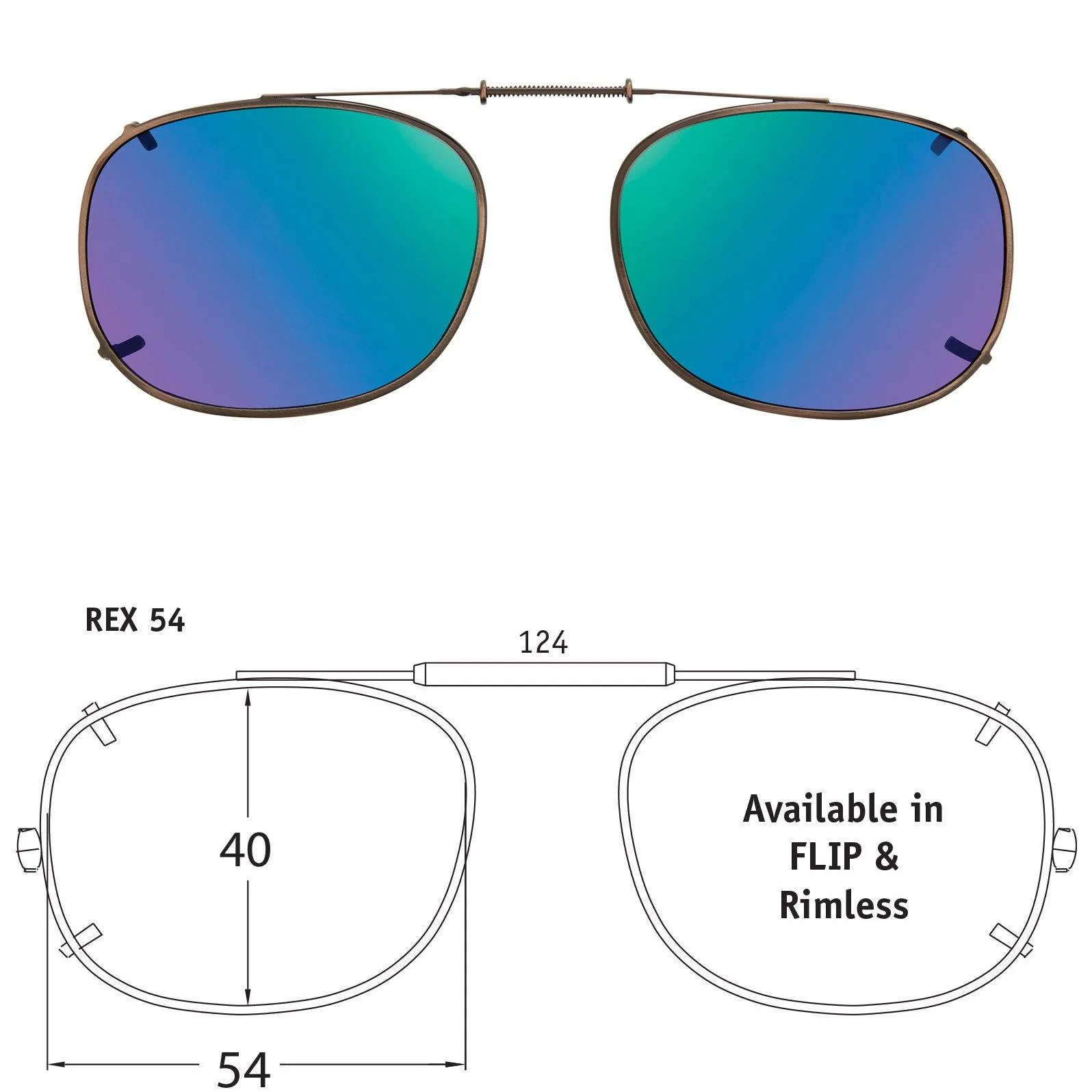 Rectangle Style, Polarized Clip-On Sunglasses