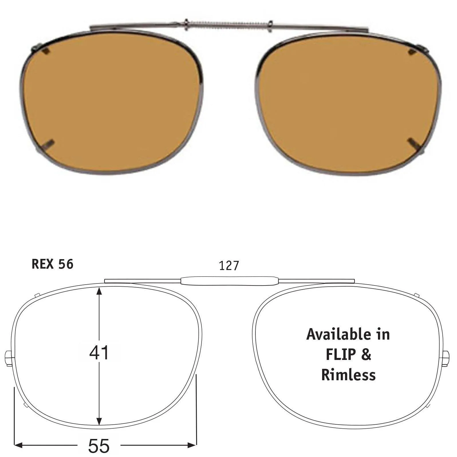 Rectangle Style, Polarized Clip-On Sunglasses