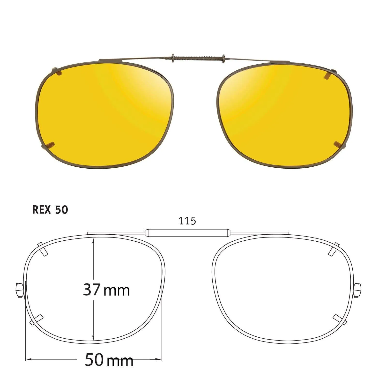 Rectangle Style, Polarized Clip-On Sunglasses