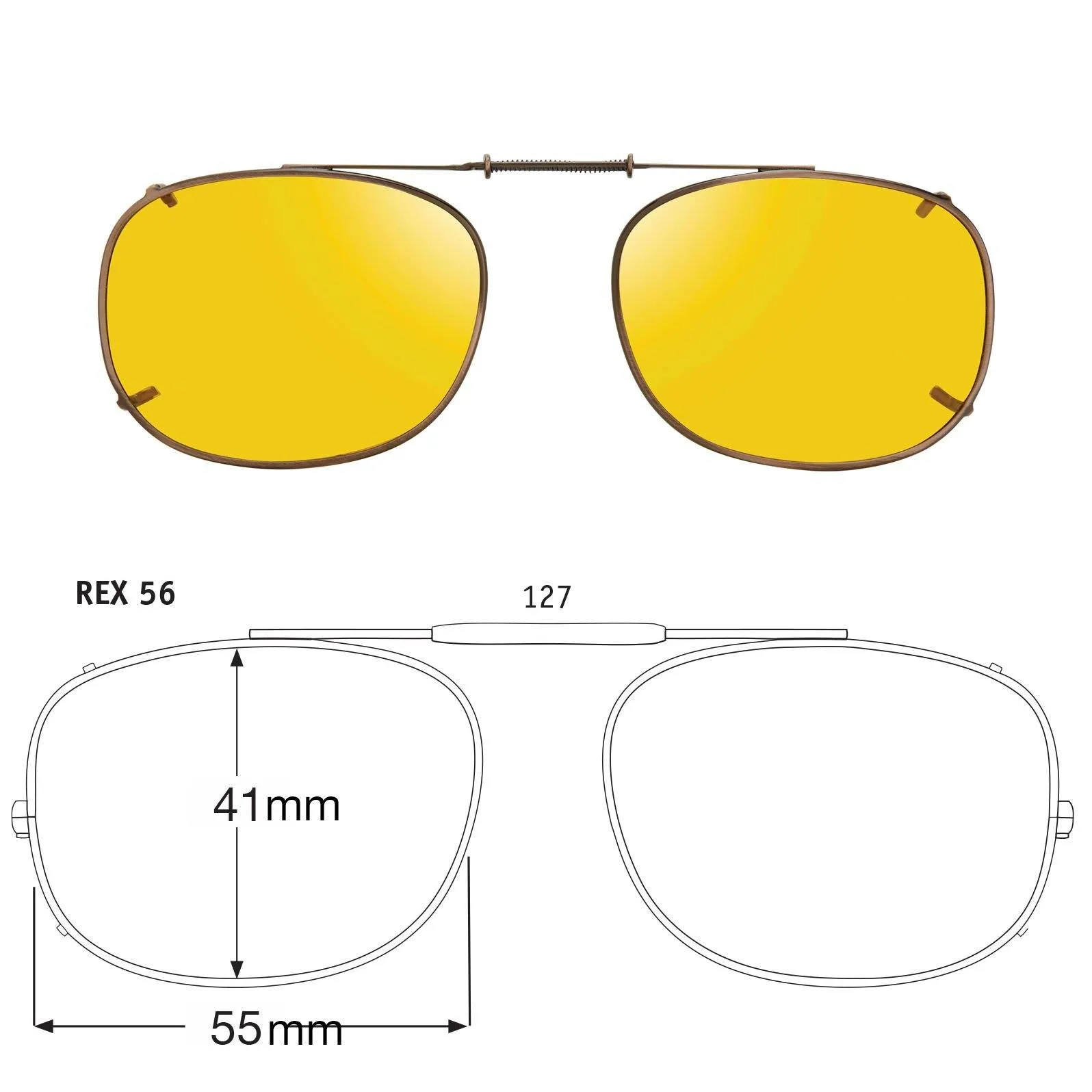 Rectangle Style, Polarized Clip-On Sunglasses