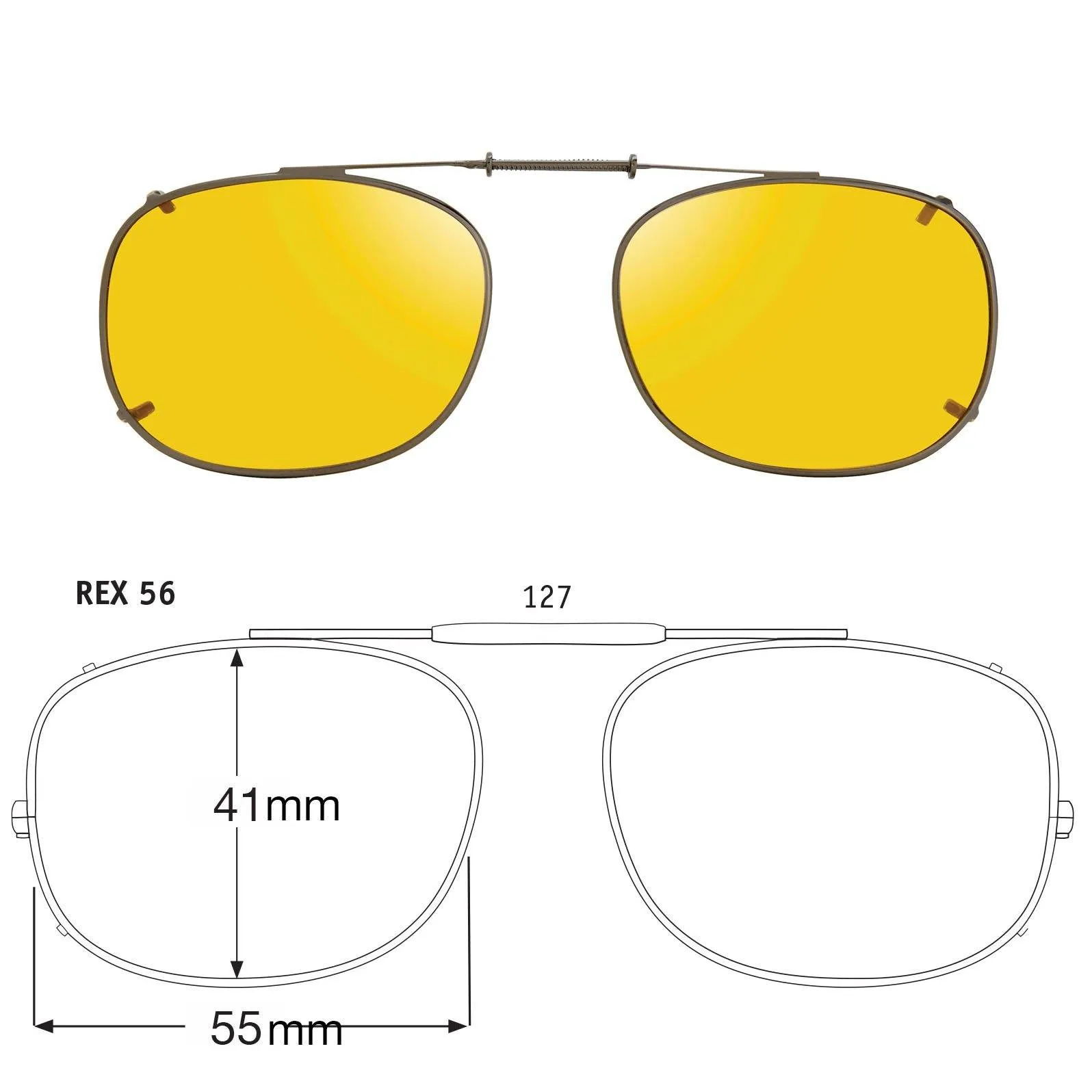 Rectangle Style, Polarized Clip-On Sunglasses