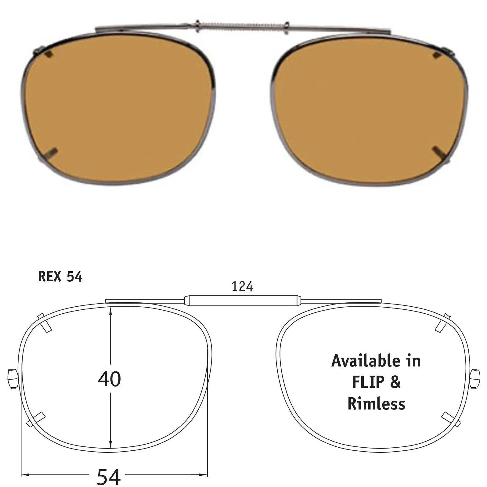 Rectangle Style, Polarized Clip-On Sunglasses