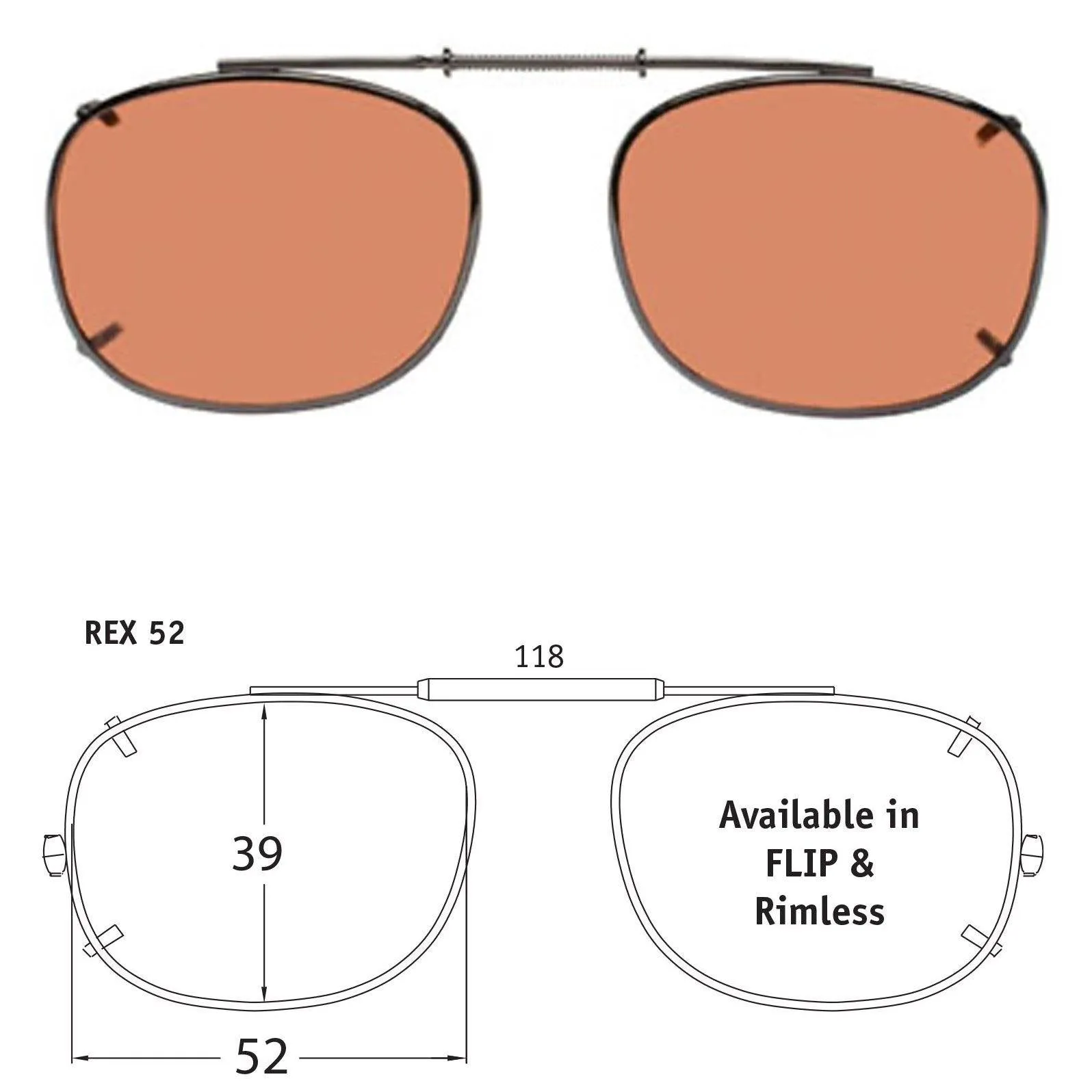 Rectangle Style, Polarized Clip-On Sunglasses