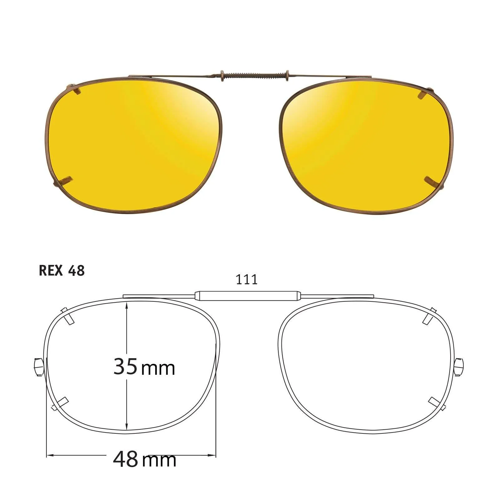 Rectangle Style, Polarized Clip-On Sunglasses