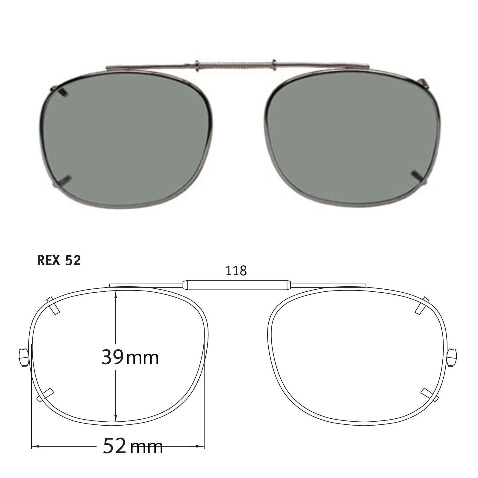 Rectangle Style, Polarized Clip-On Sunglasses