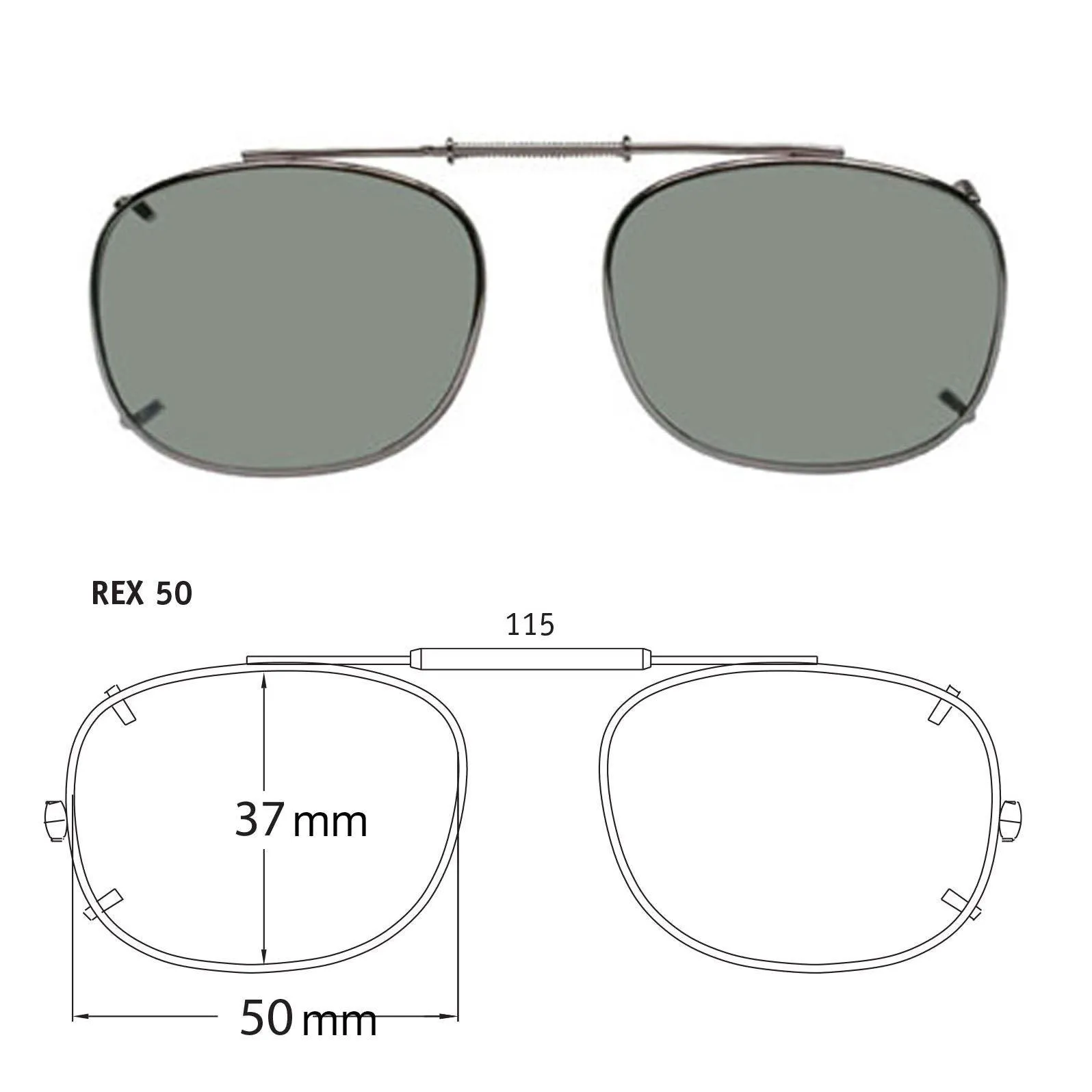 Rectangle Style, Polarized Clip-On Sunglasses