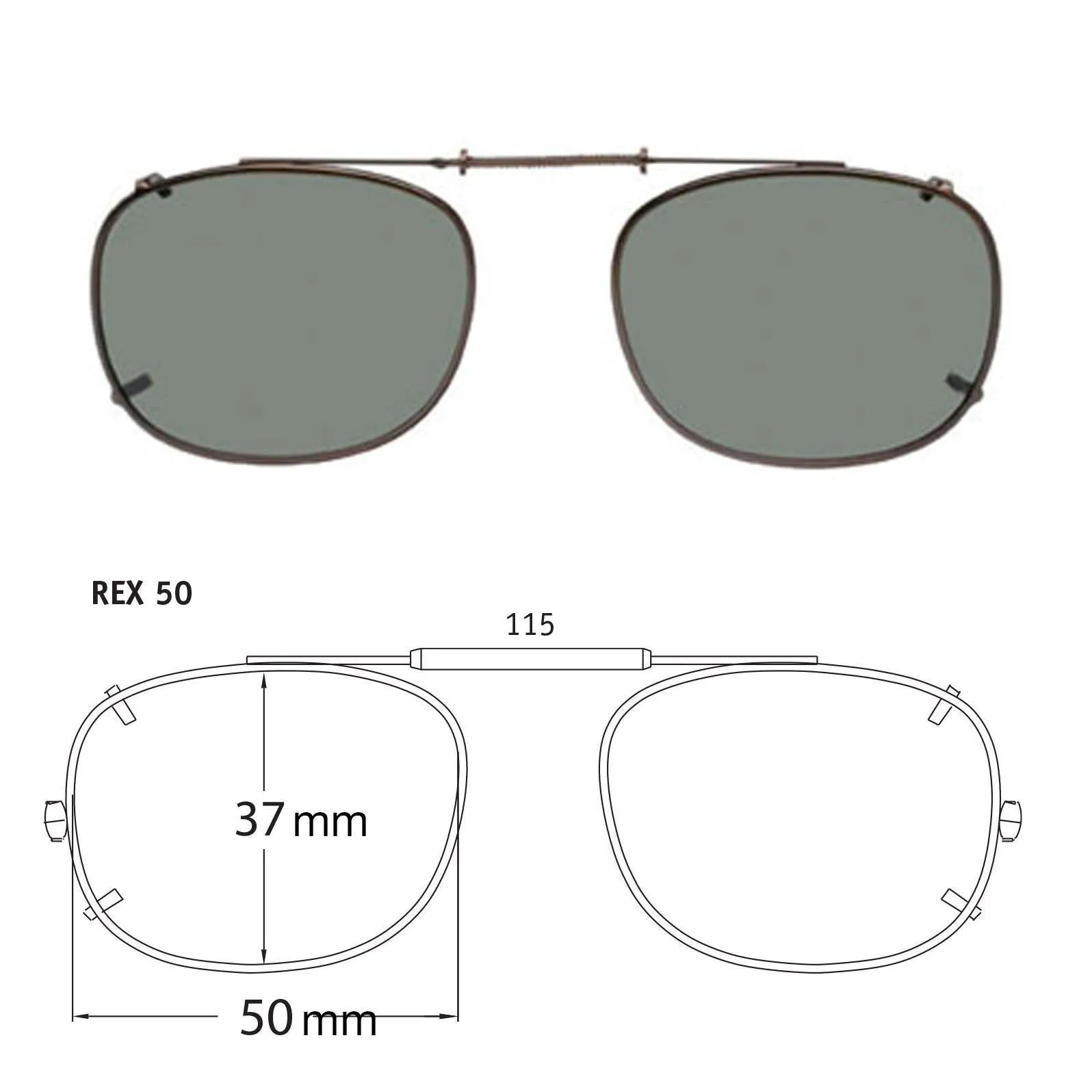 Rectangle Style, Polarized Clip-On Sunglasses