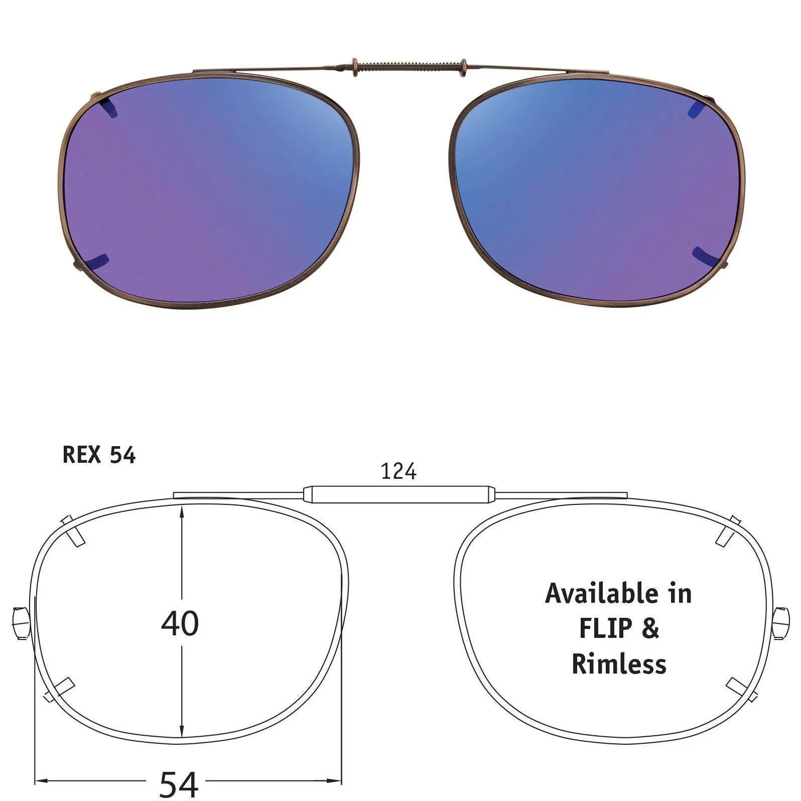 Rectangle Style, Polarized Clip-On Sunglasses