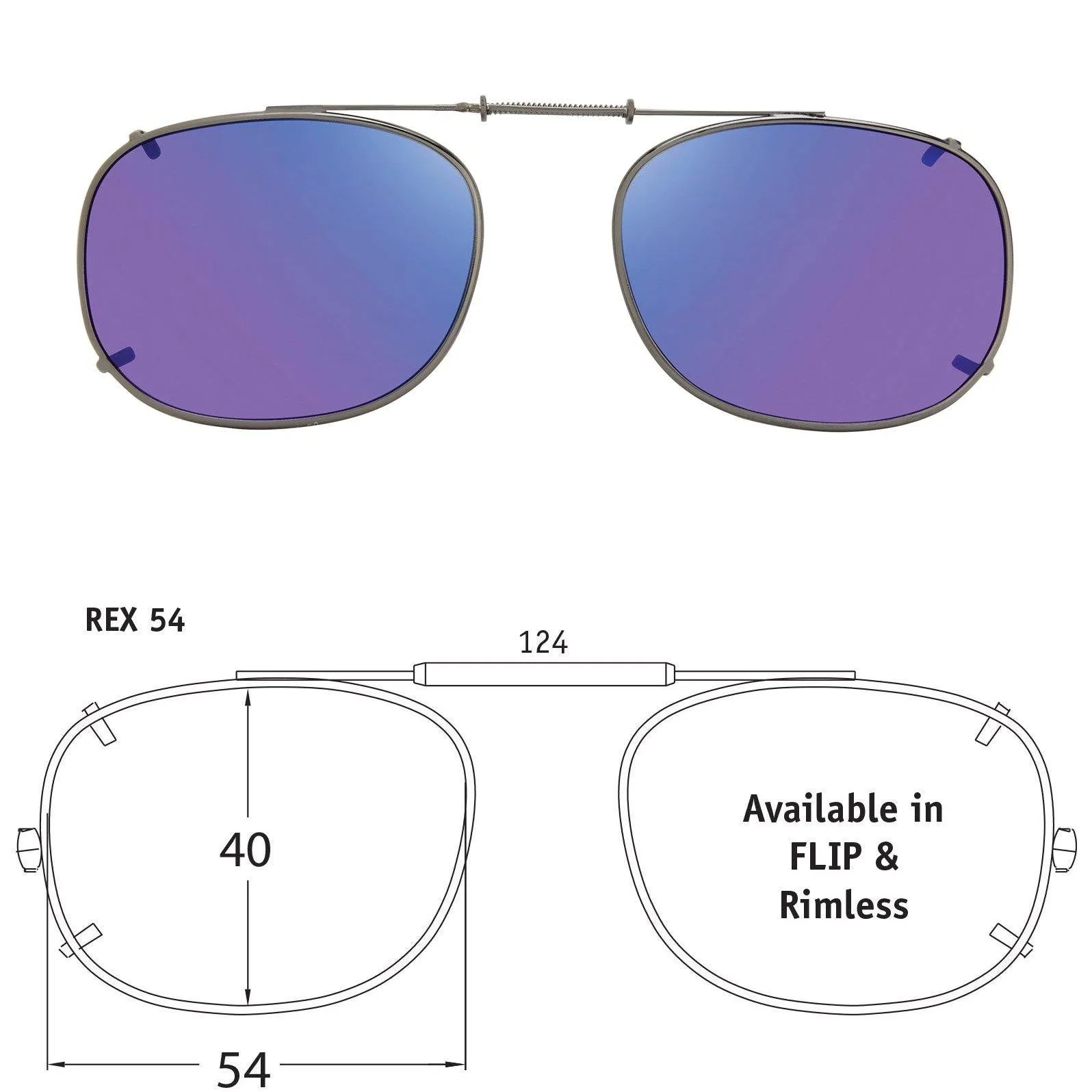 Rectangle Style, Polarized Clip-On Sunglasses