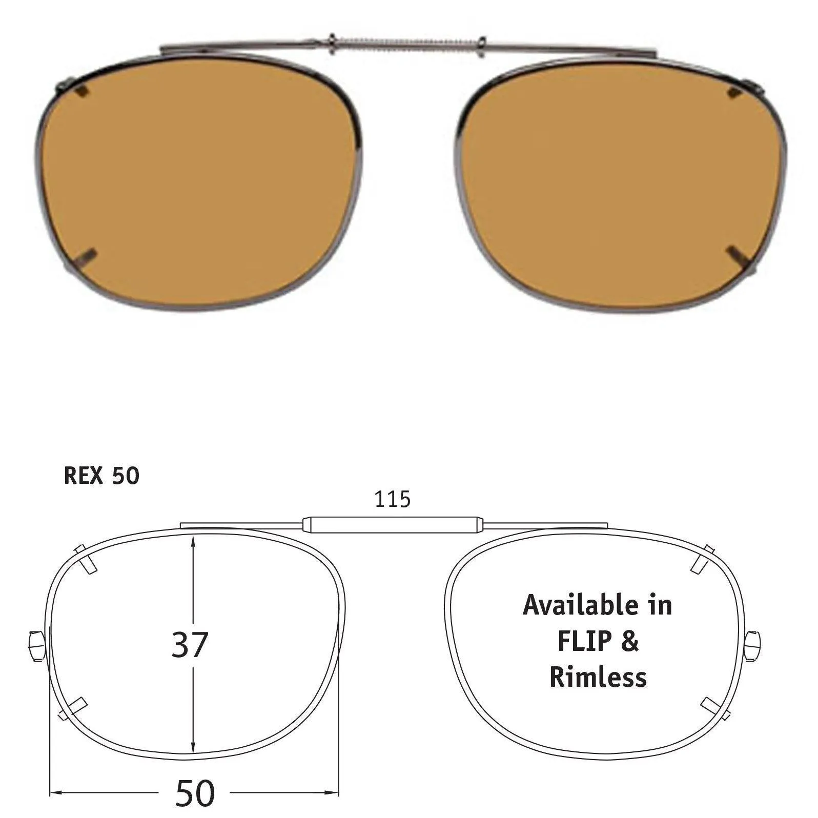 Rectangle Style, Polarized Clip-On Sunglasses