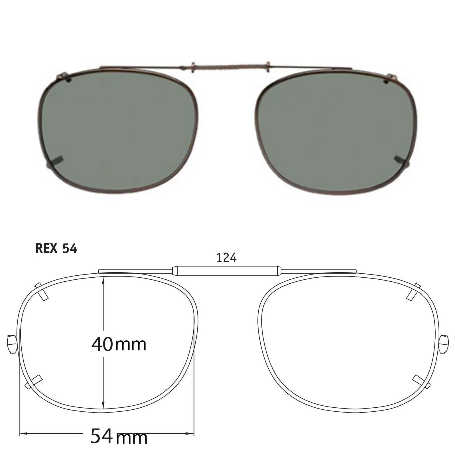 Rectangle Style, Polarized Clip-On Sunglasses