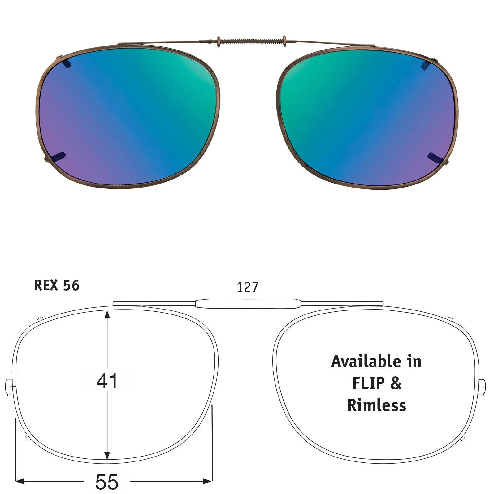 Rectangle Style, Polarized Clip-On Sunglasses