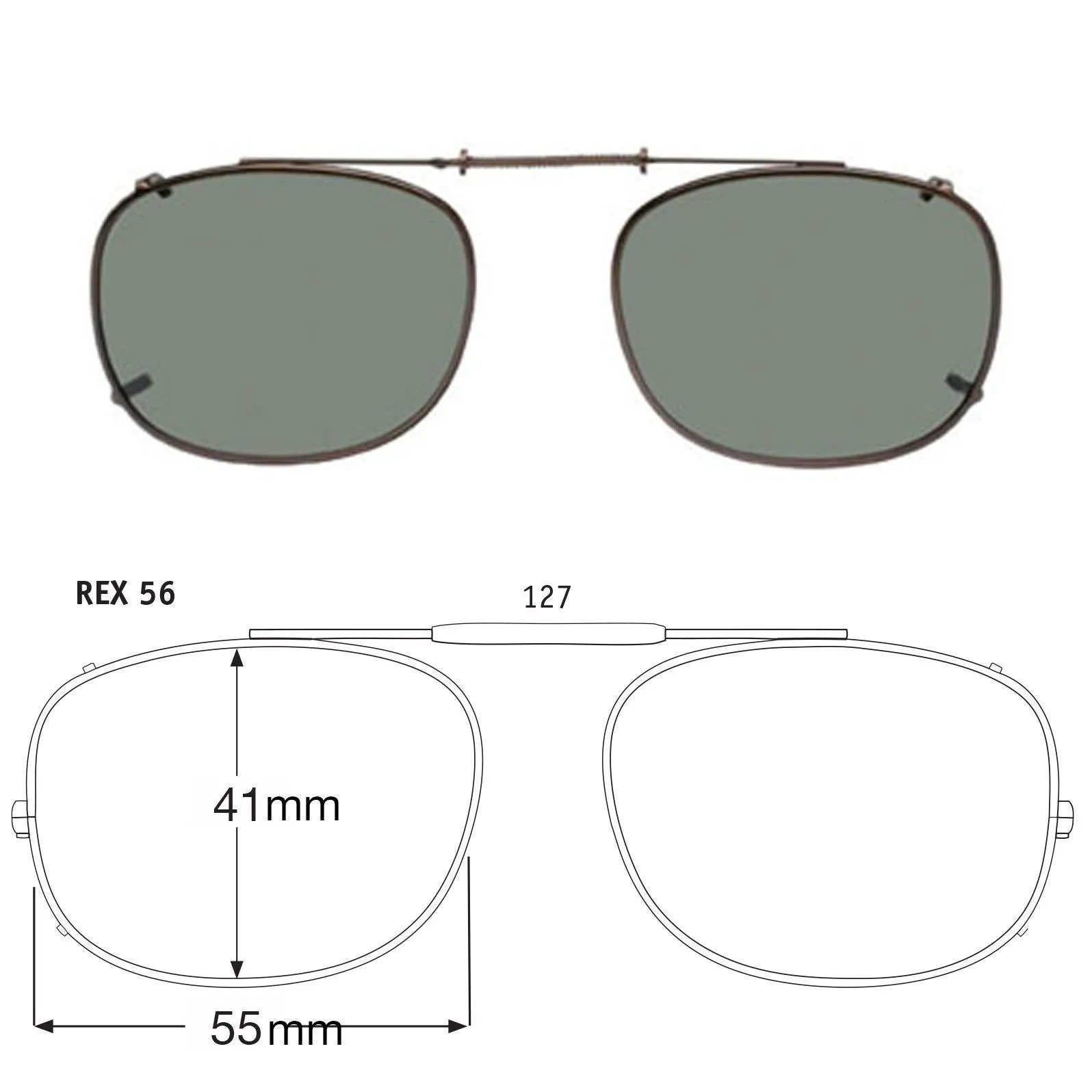 Rectangle Style, Polarized Clip-On Sunglasses