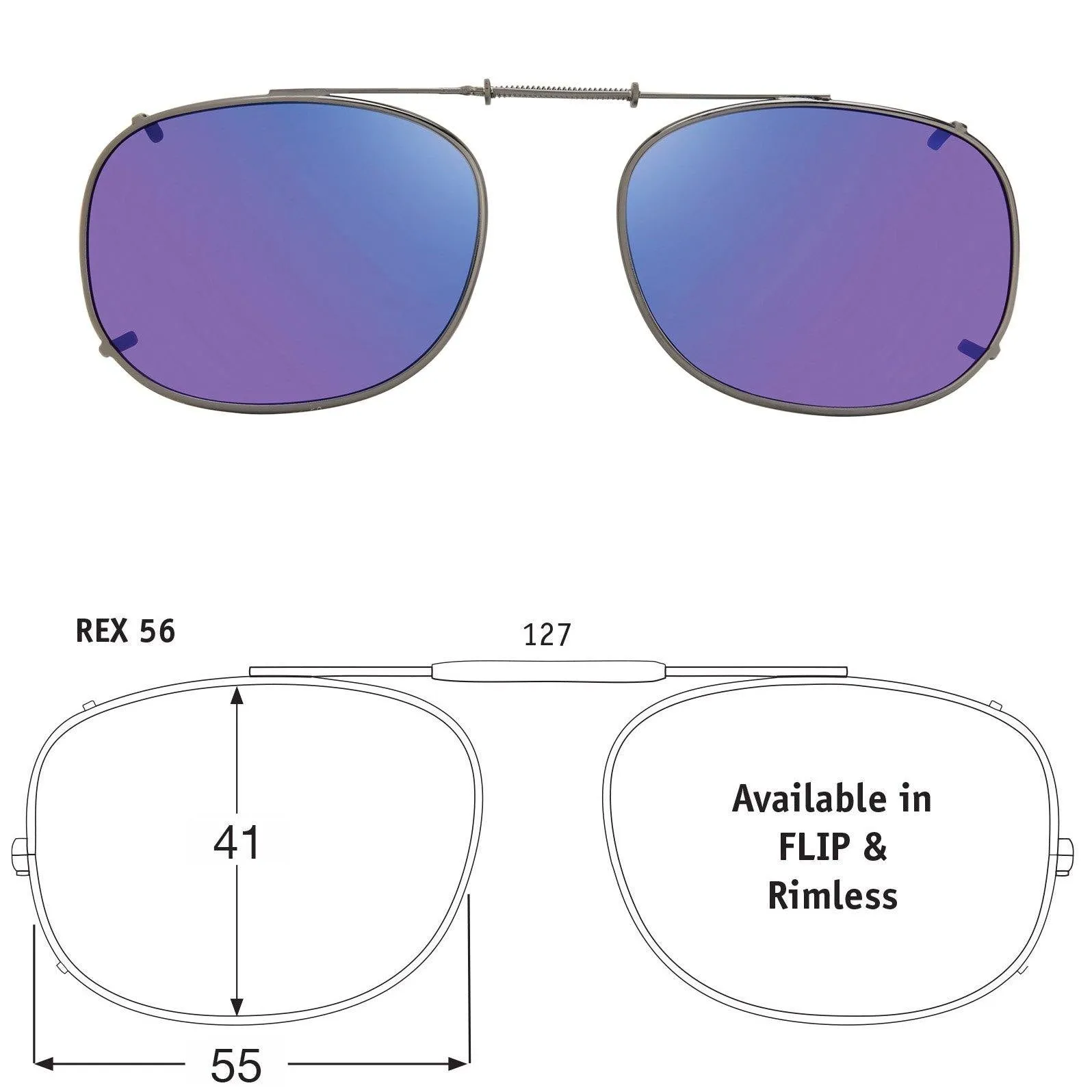 Rectangle Style, Polarized Clip-On Sunglasses