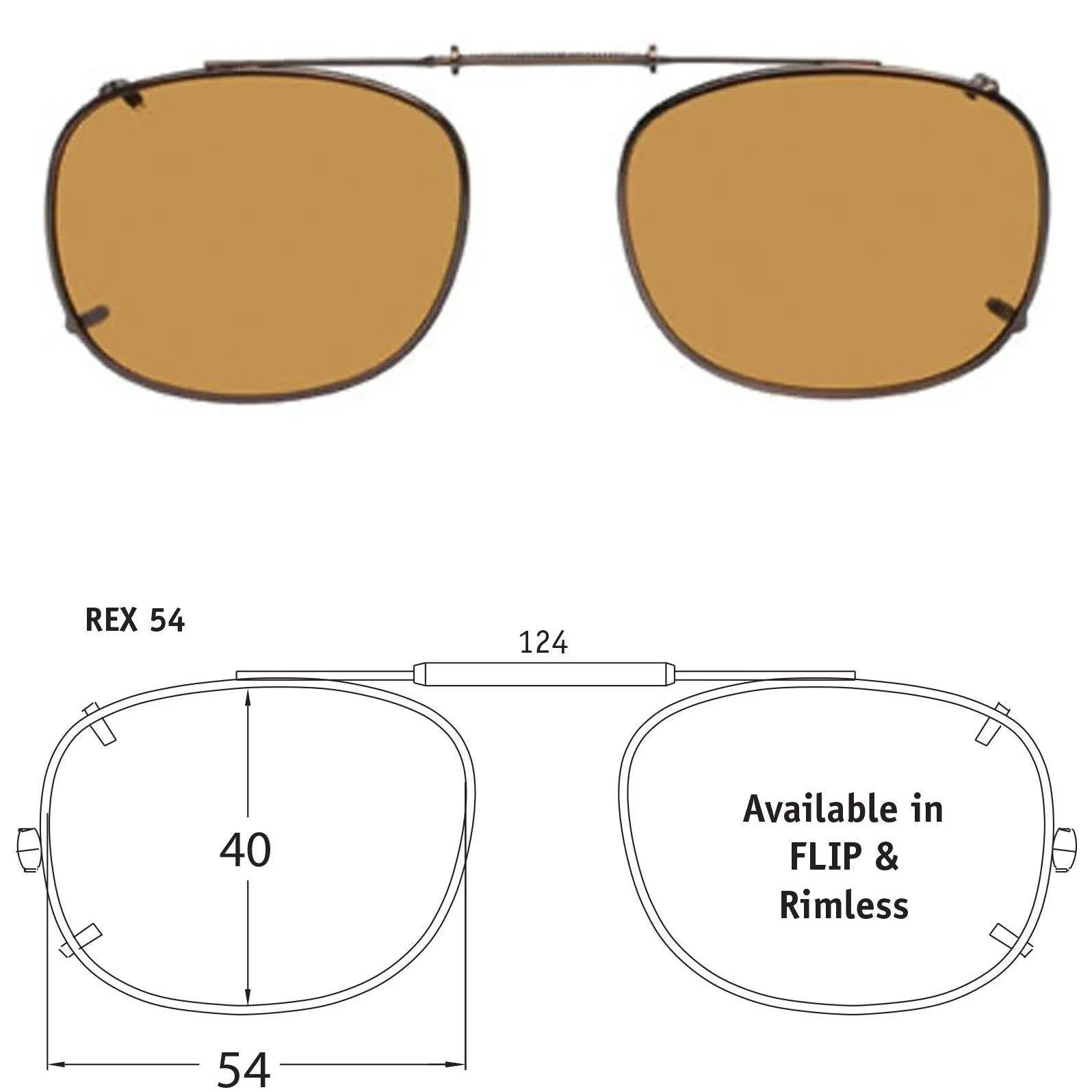 Rectangle Style, Polarized Clip-On Sunglasses