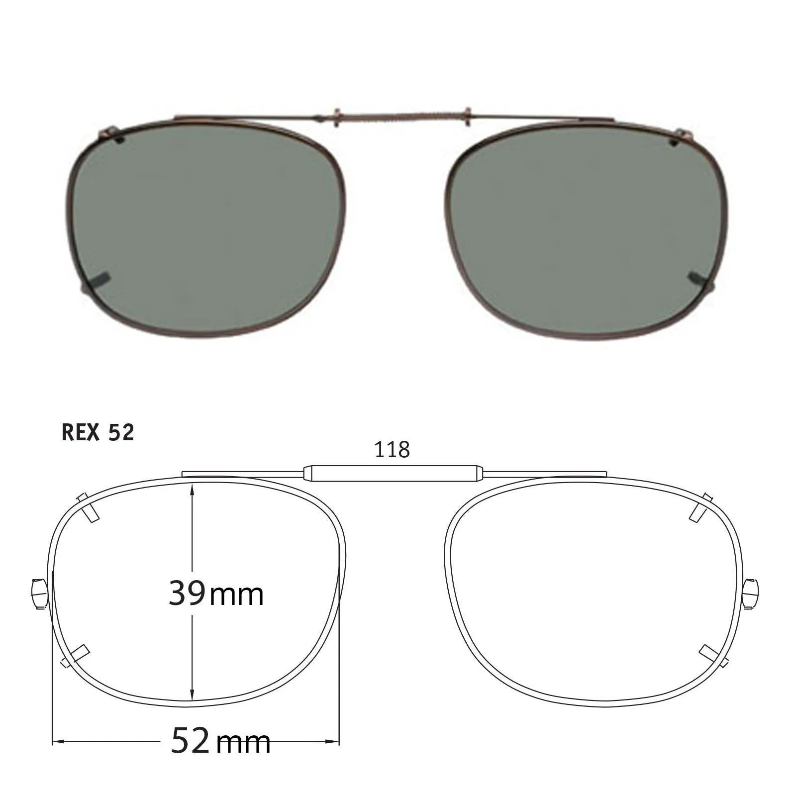 Rectangle Style, Polarized Clip-On Sunglasses