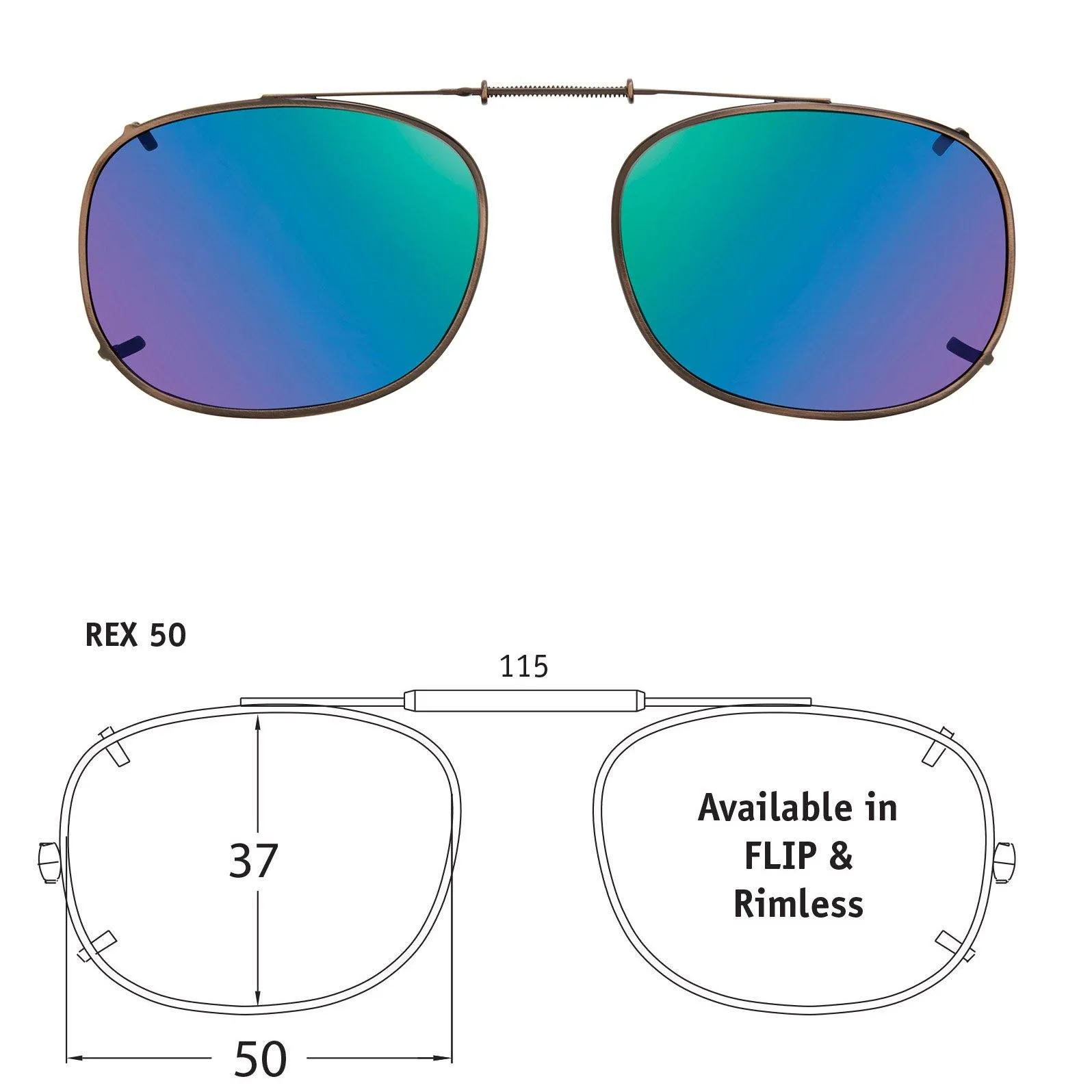 Rectangle Style, Polarized Clip-On Sunglasses