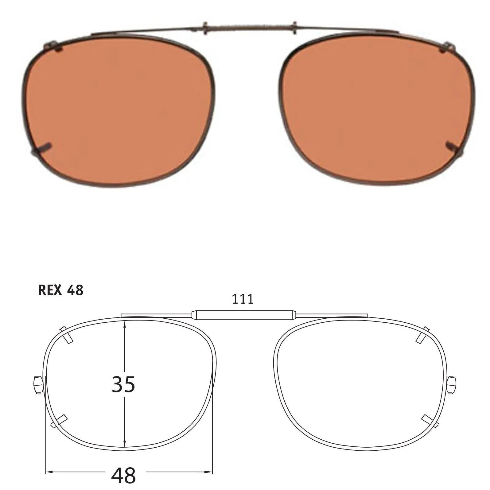 Rectangle Style, Polarized Clip-On Sunglasses