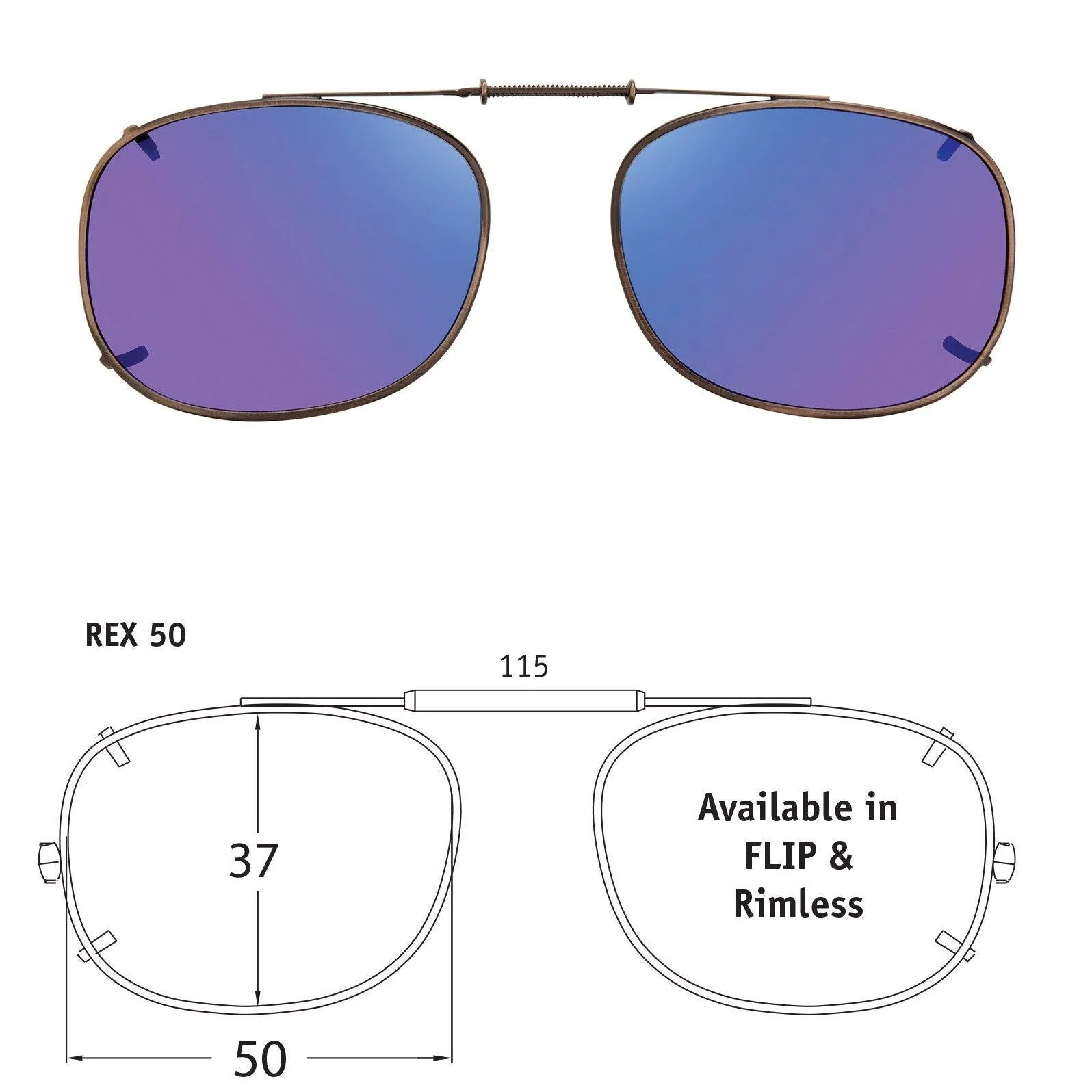 Rectangle Style, Polarized Clip-On Sunglasses
