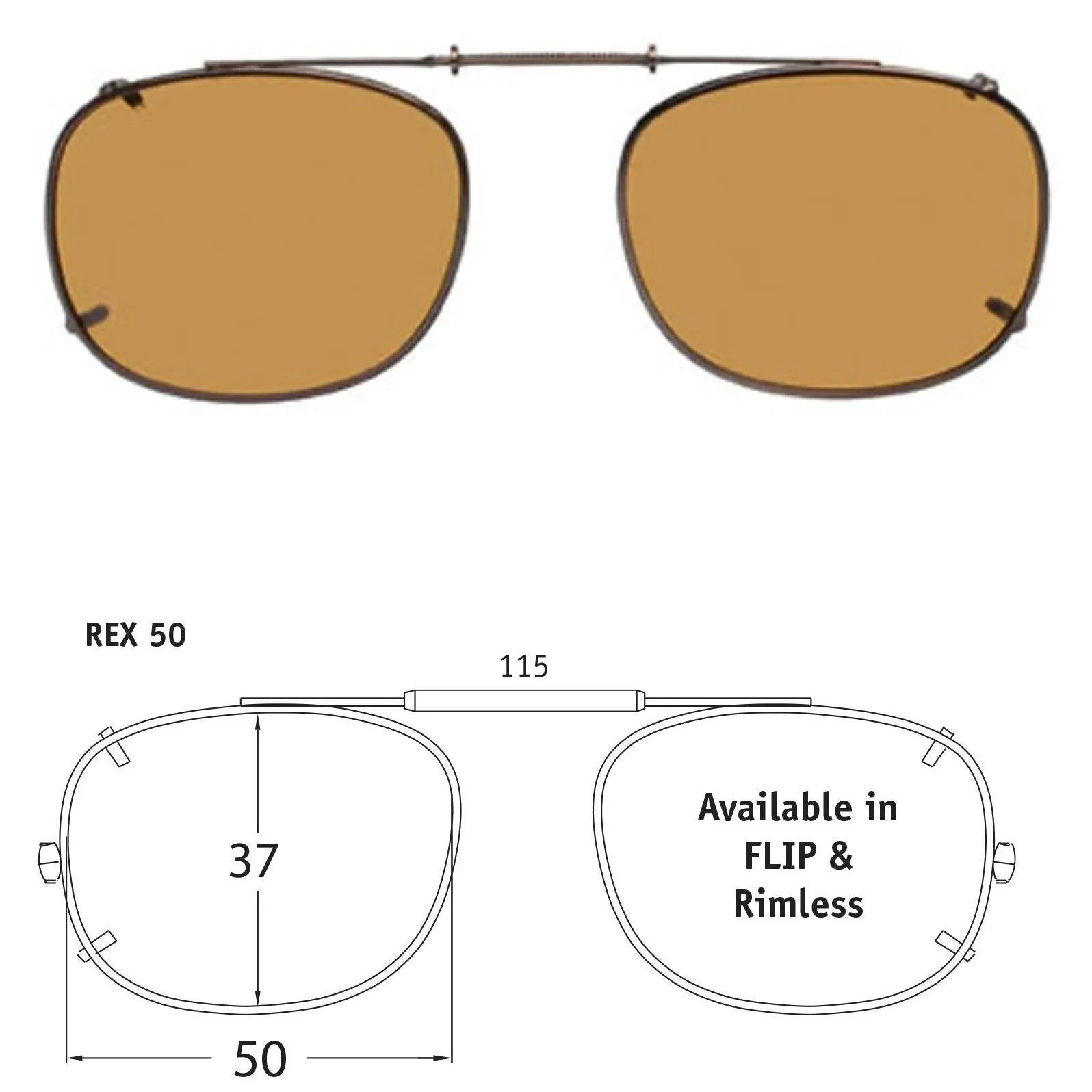 Rectangle Style, Polarized Clip-On Sunglasses
