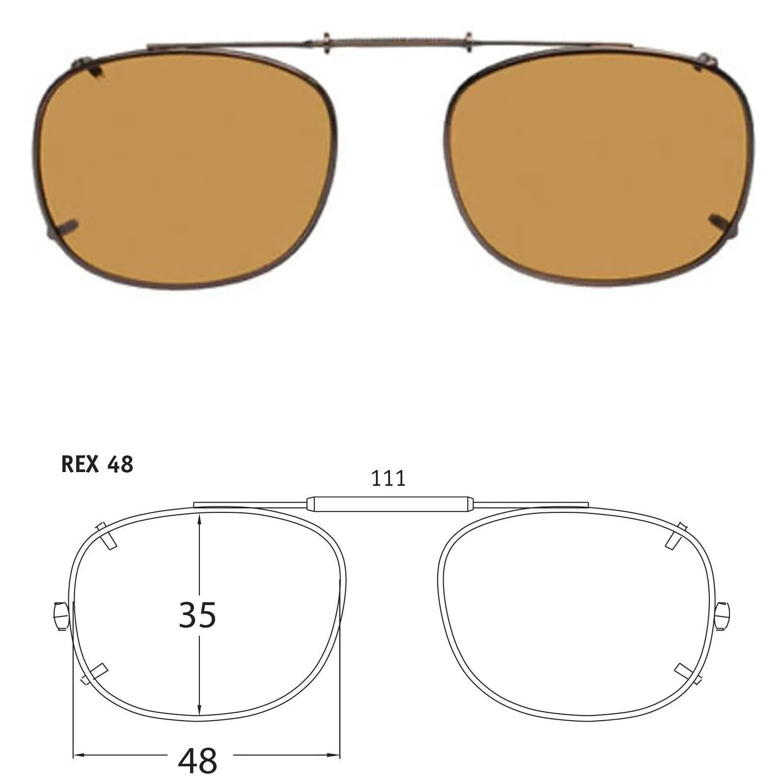 Rectangle Style, Polarized Clip-On Sunglasses