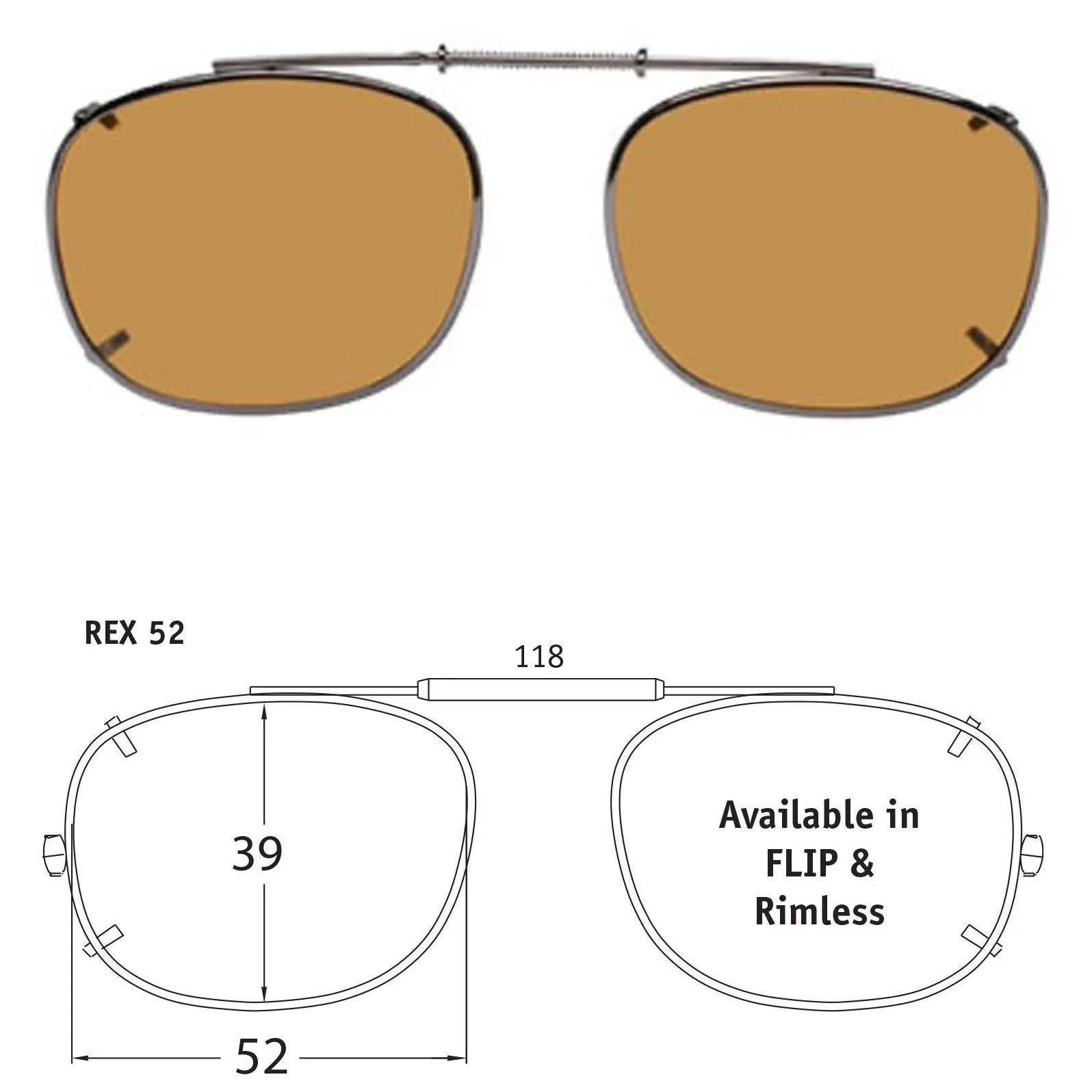 Rectangle Style, Polarized Clip-On Sunglasses