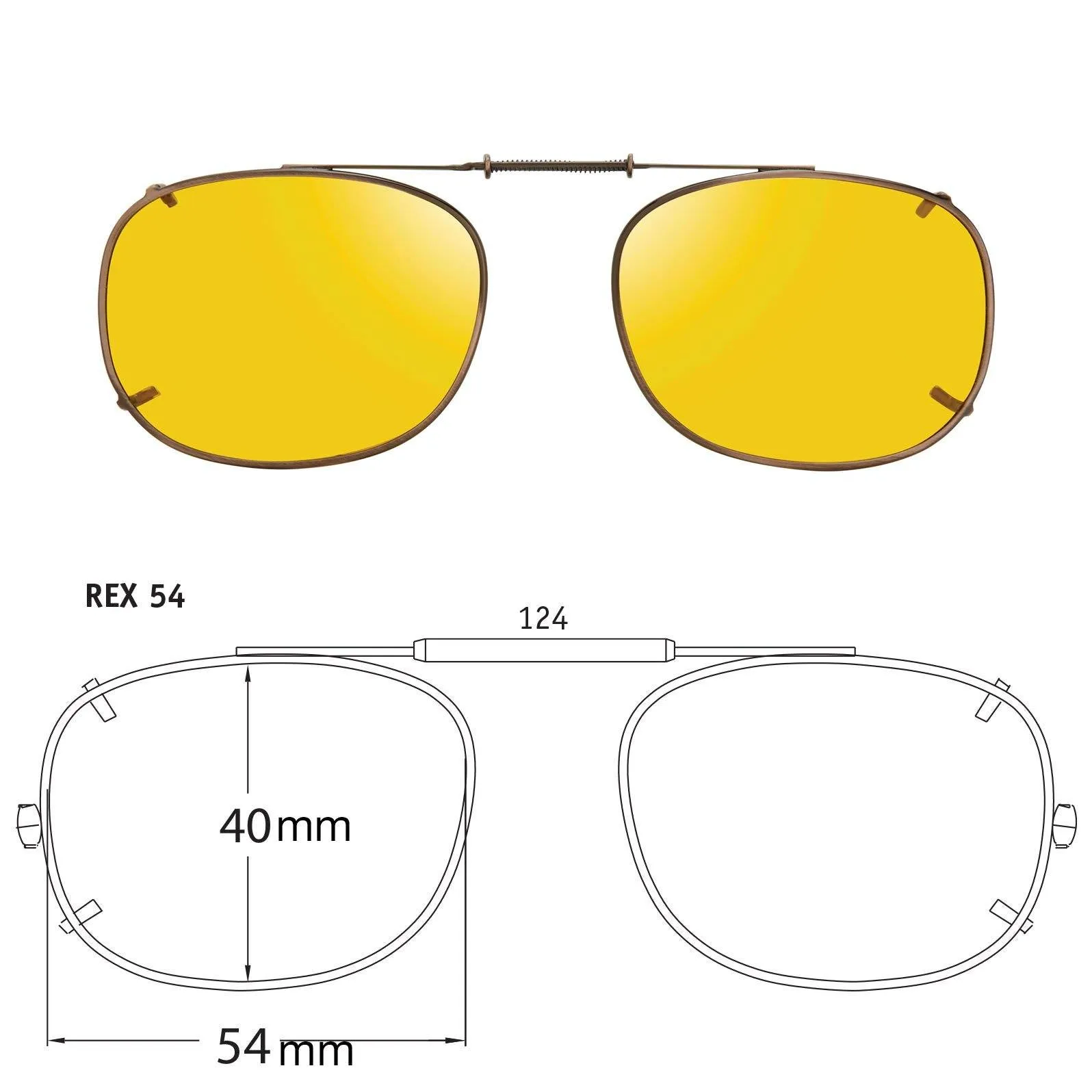 Rectangle Style, Polarized Clip-On Sunglasses