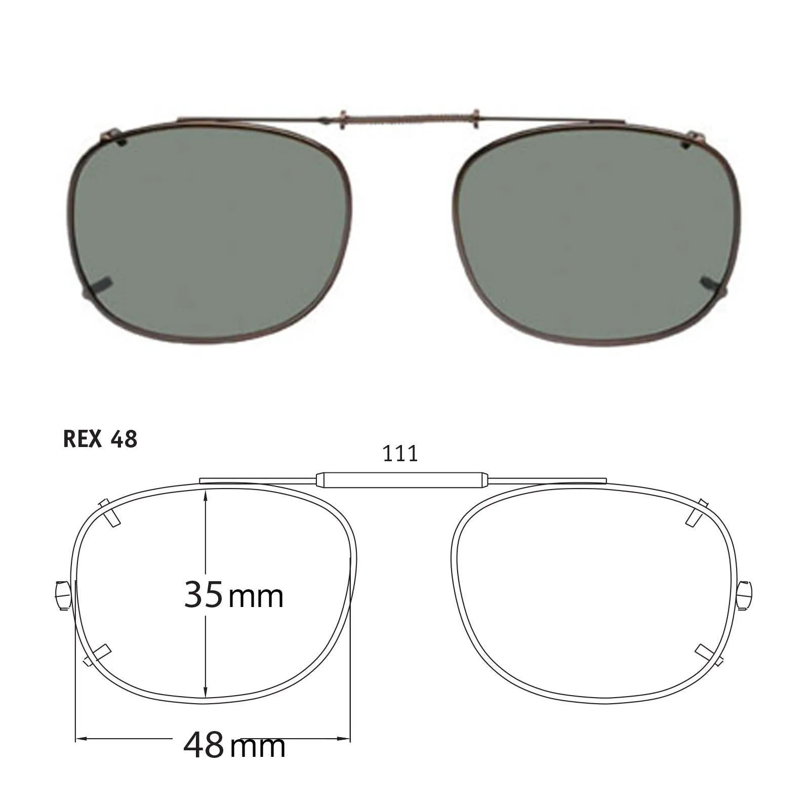 Rectangle Style, Polarized Clip-On Sunglasses