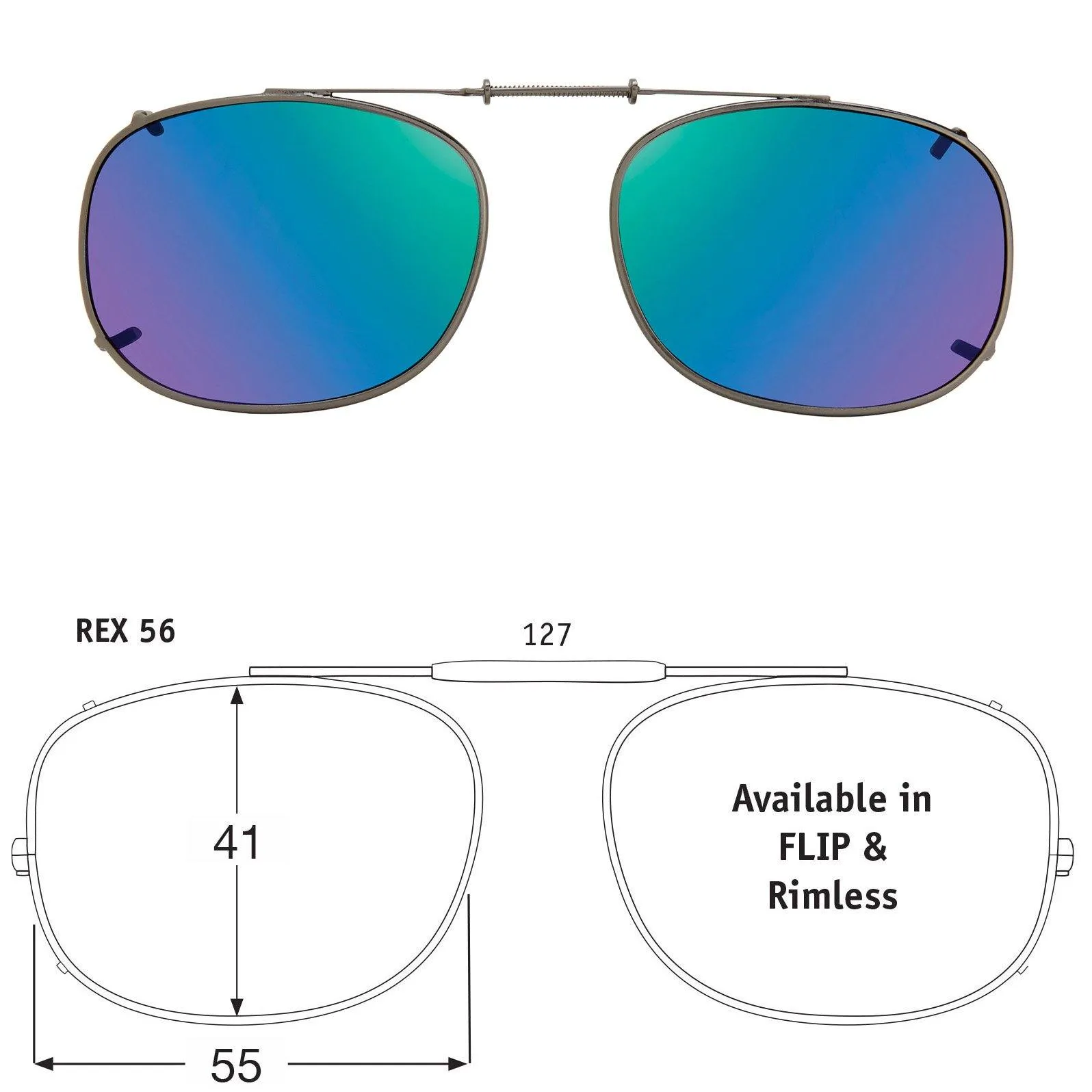Rectangle Style, Polarized Clip-On Sunglasses