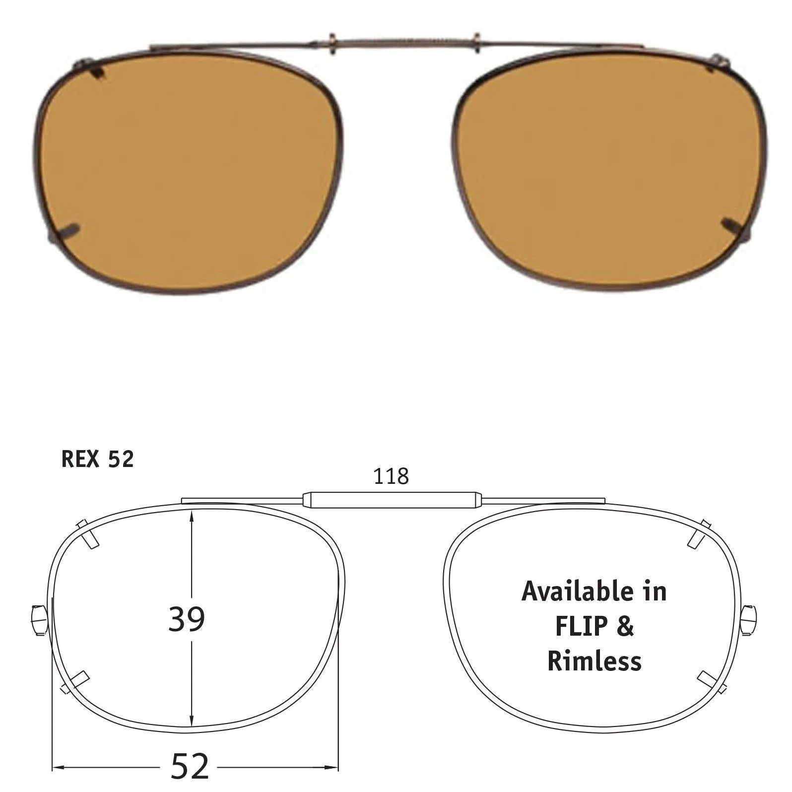 Rectangle Style, Polarized Clip-On Sunglasses