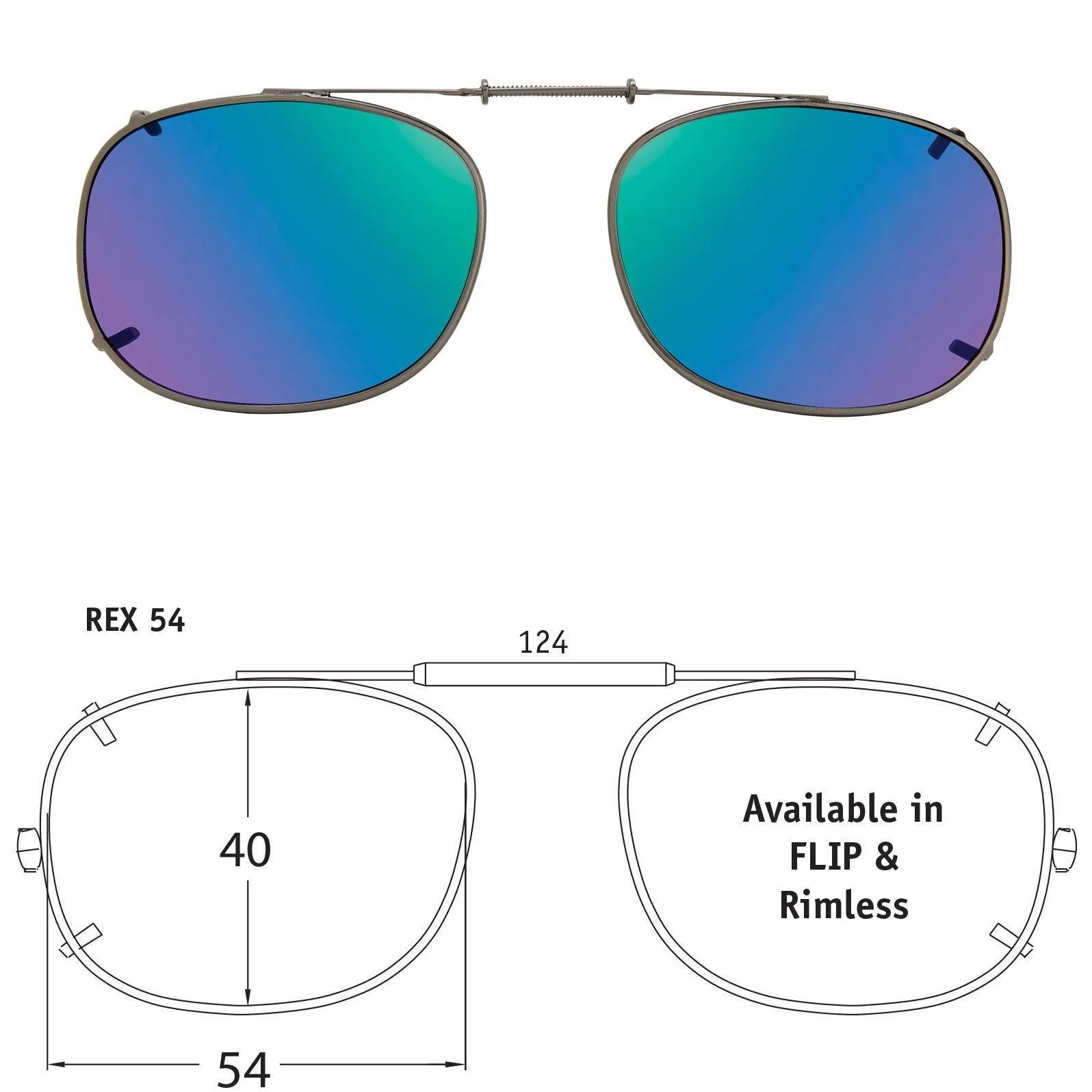 Rectangle Style, Polarized Clip-On Sunglasses