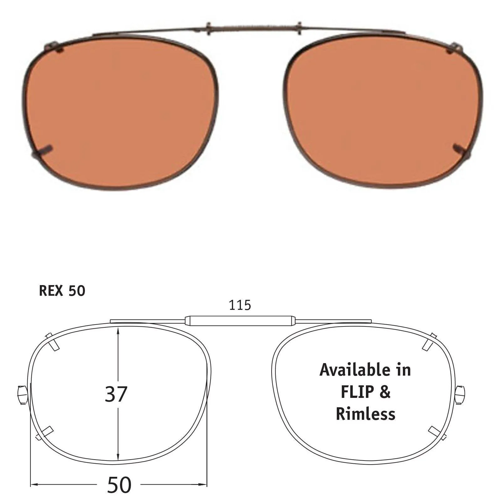 Rectangle Style, Polarized Clip-On Sunglasses