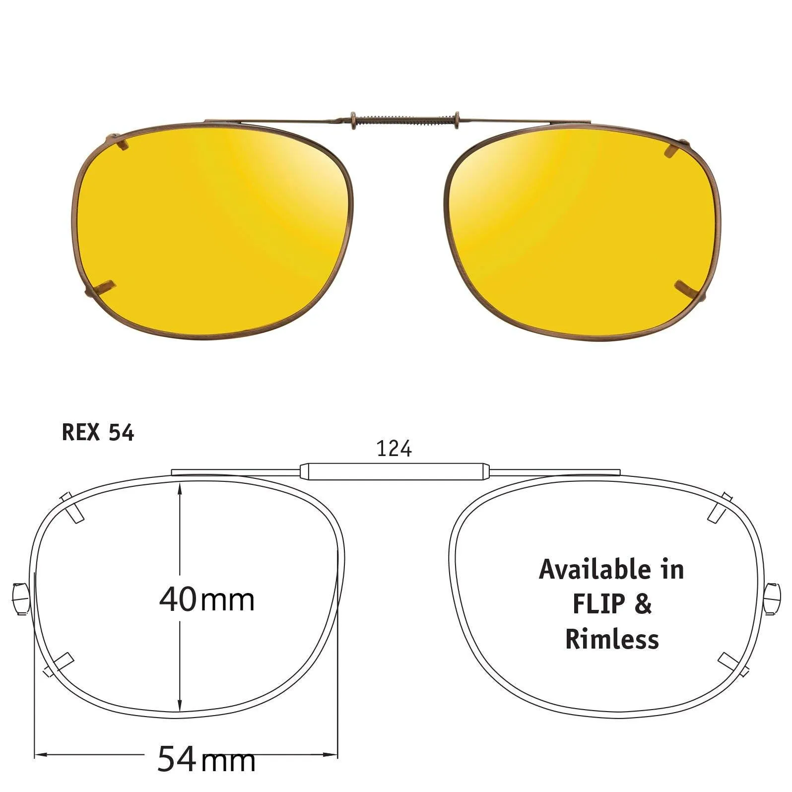 Rectangle Style, Polarized Clip-On Sunglasses