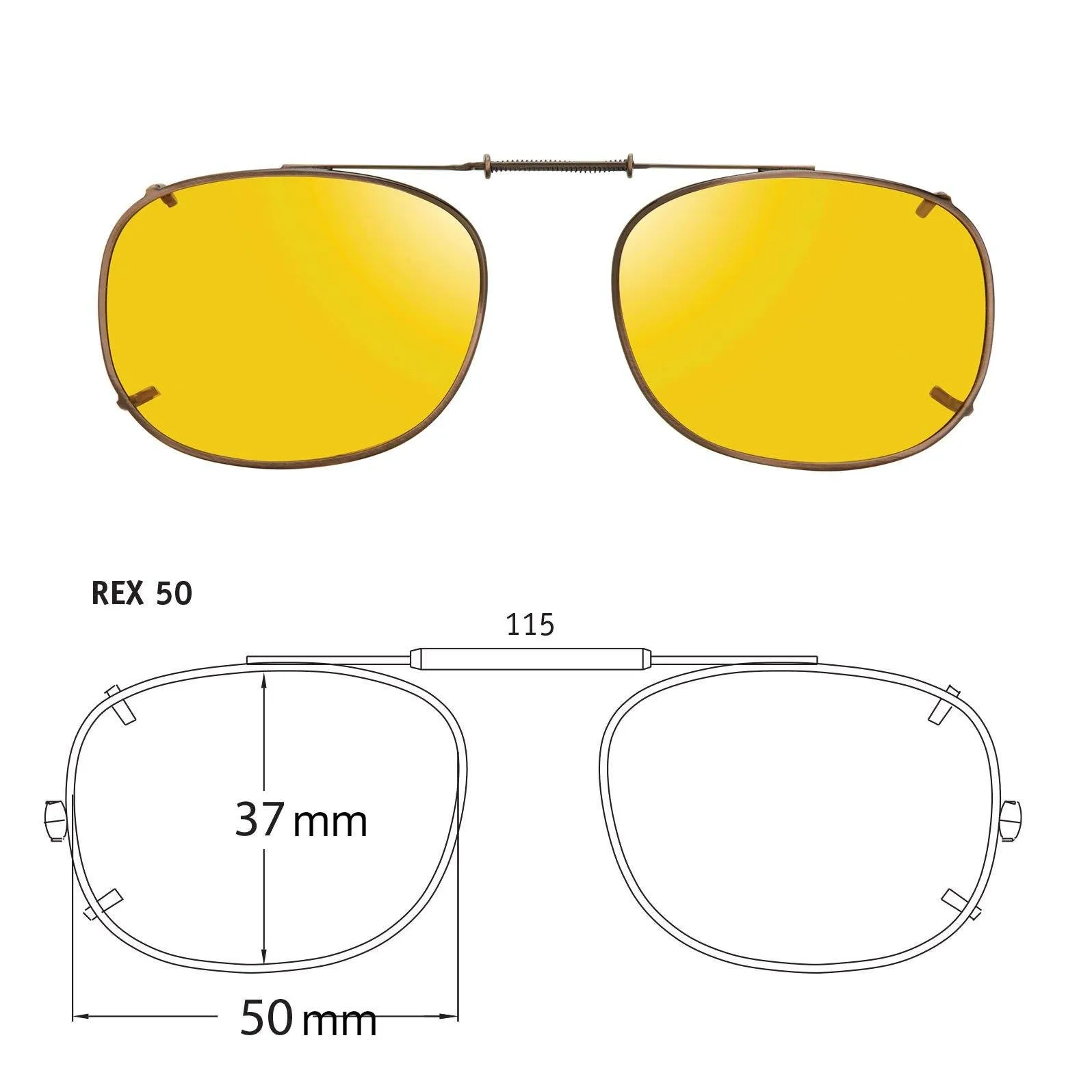 Rectangle Style, Polarized Clip-On Sunglasses