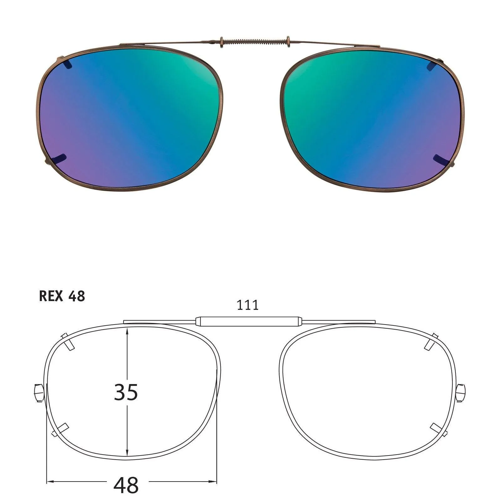 Rectangle Style, Polarized Clip-On Sunglasses