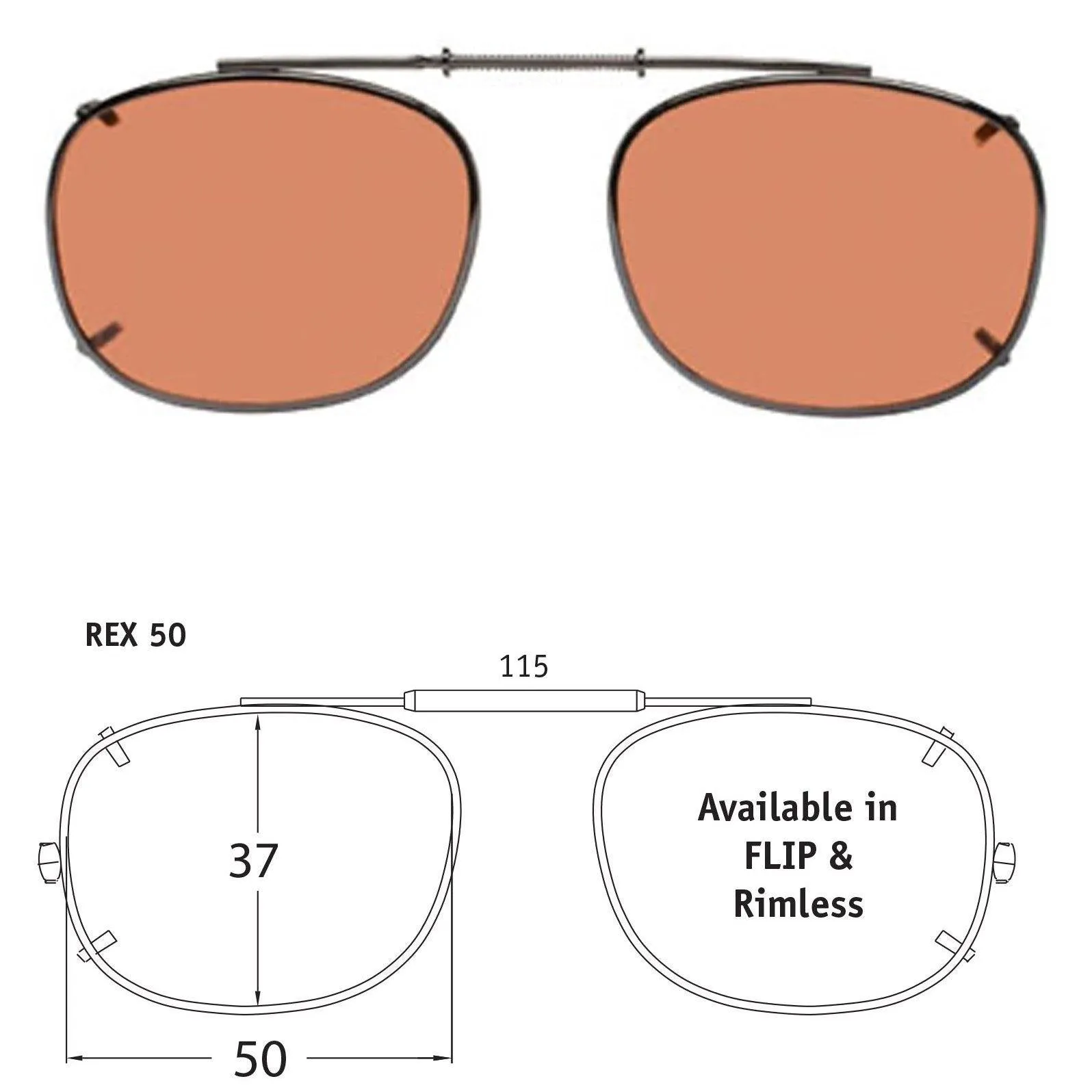Rectangle Style, Polarized Clip-On Sunglasses