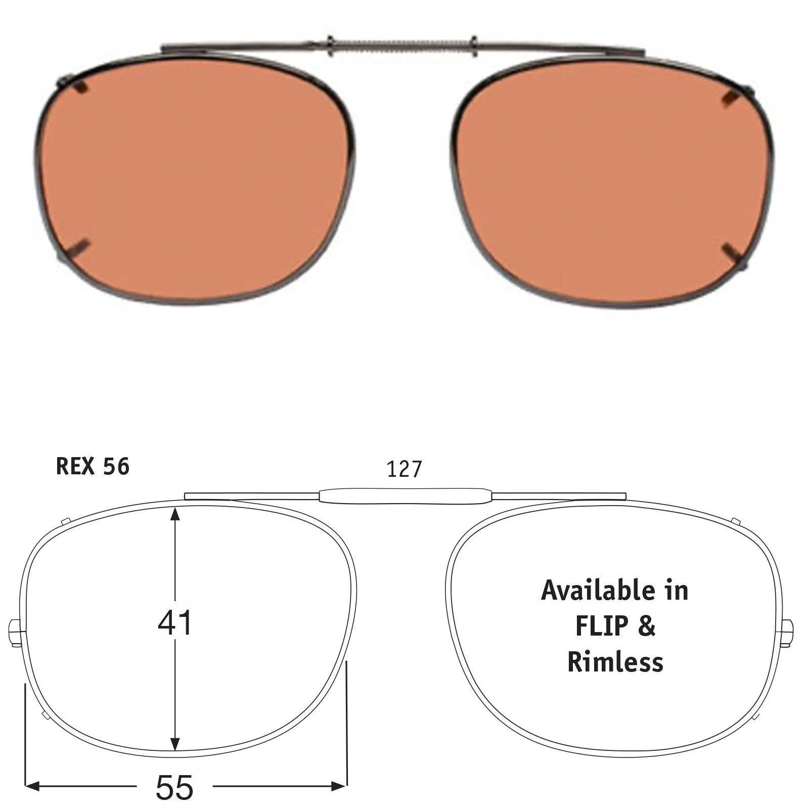 Rectangle Style, Polarized Clip-On Sunglasses