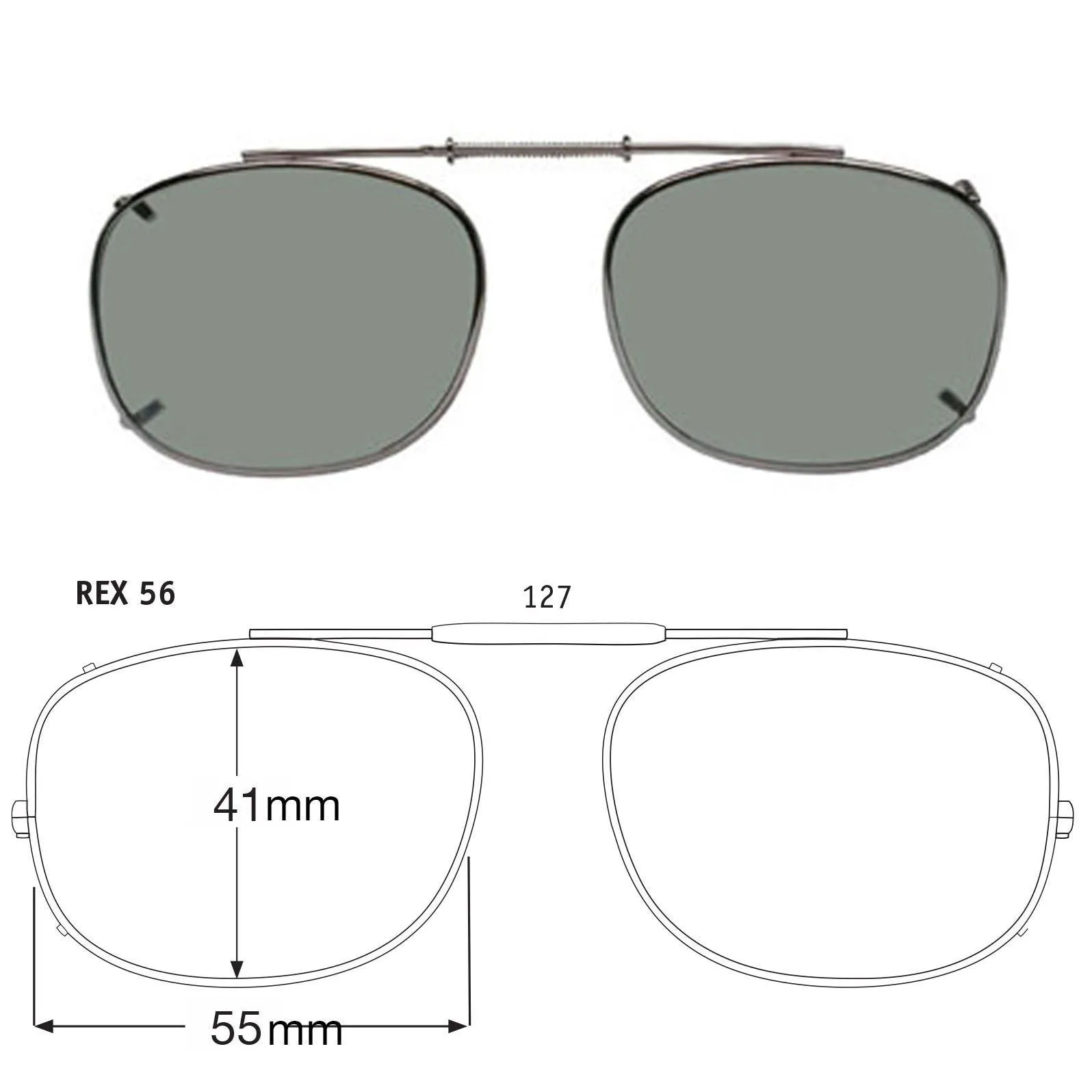 Rectangle Style, Polarized Clip-On Sunglasses
